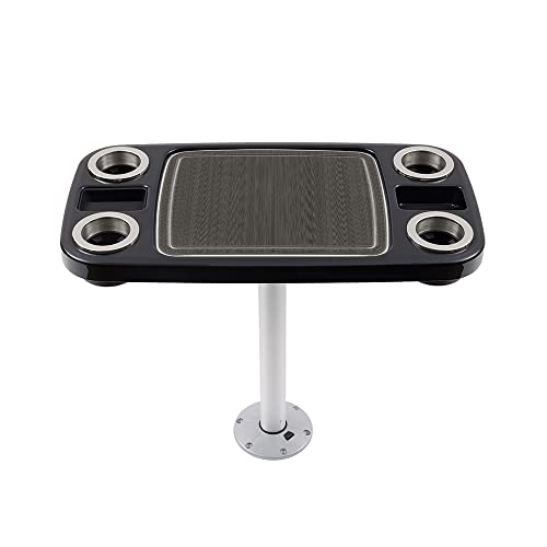 Glossy Black Table/Silver Leg W/Charcoal Grey Mat