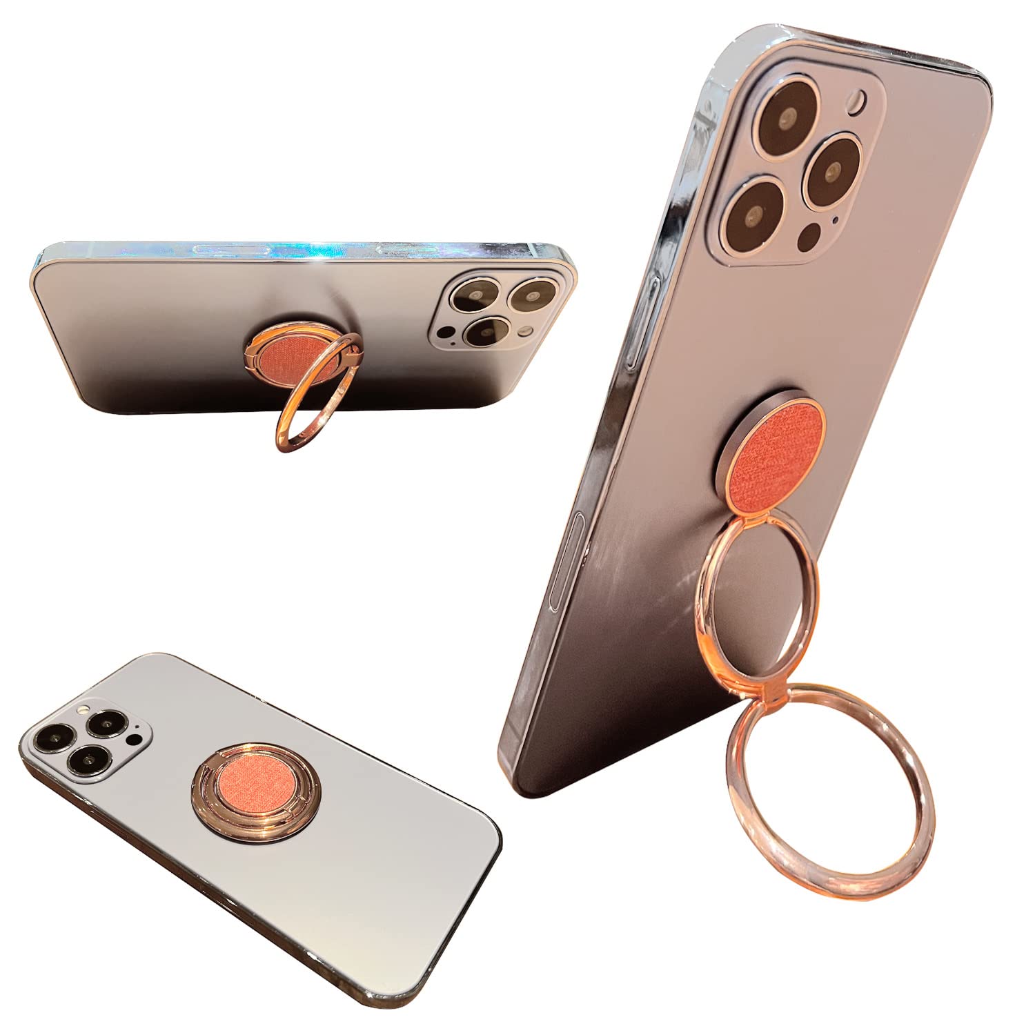 360° Rotating Metal Phone Ring Holder & Kickstand - Magnetic Car Mount Compatible, Foldable Phone Grip for iPhone, iPad, Smartphones & Tablets (Pink) | Perfect for Driving, Watching Videos & Hands-Free Selfies