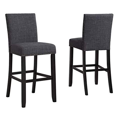 Premium Crispin Bar Stools Set of 2 - Modern Granite Counter Height Chairs for Kitchen Island, Breakfast Bar & Home Decor