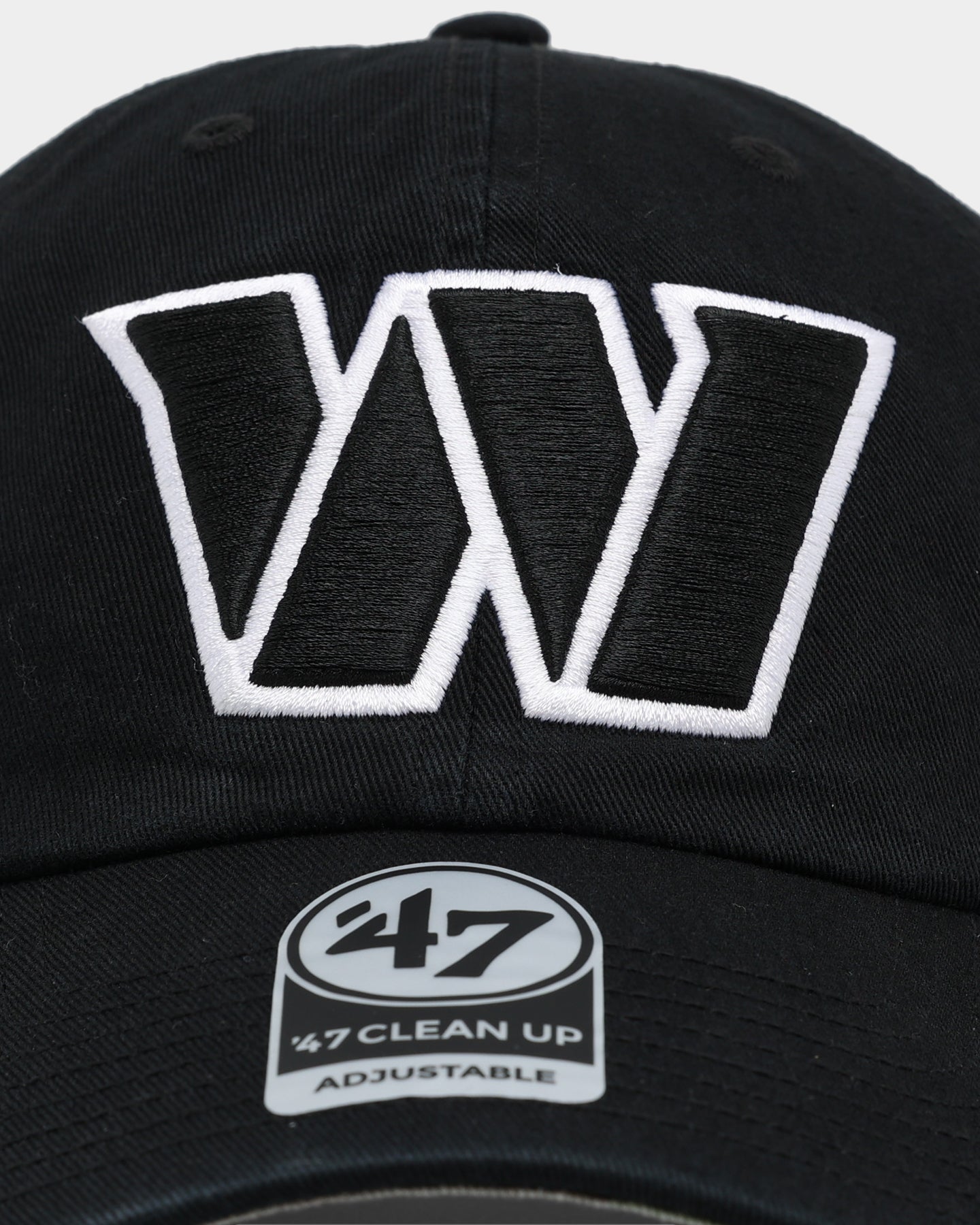 47 Brand Washington Commanders 47 Clean Up Strapback Black Adjustable Hat - Official NFL Team Cap for Football Fans, Game Day & Casual Wear