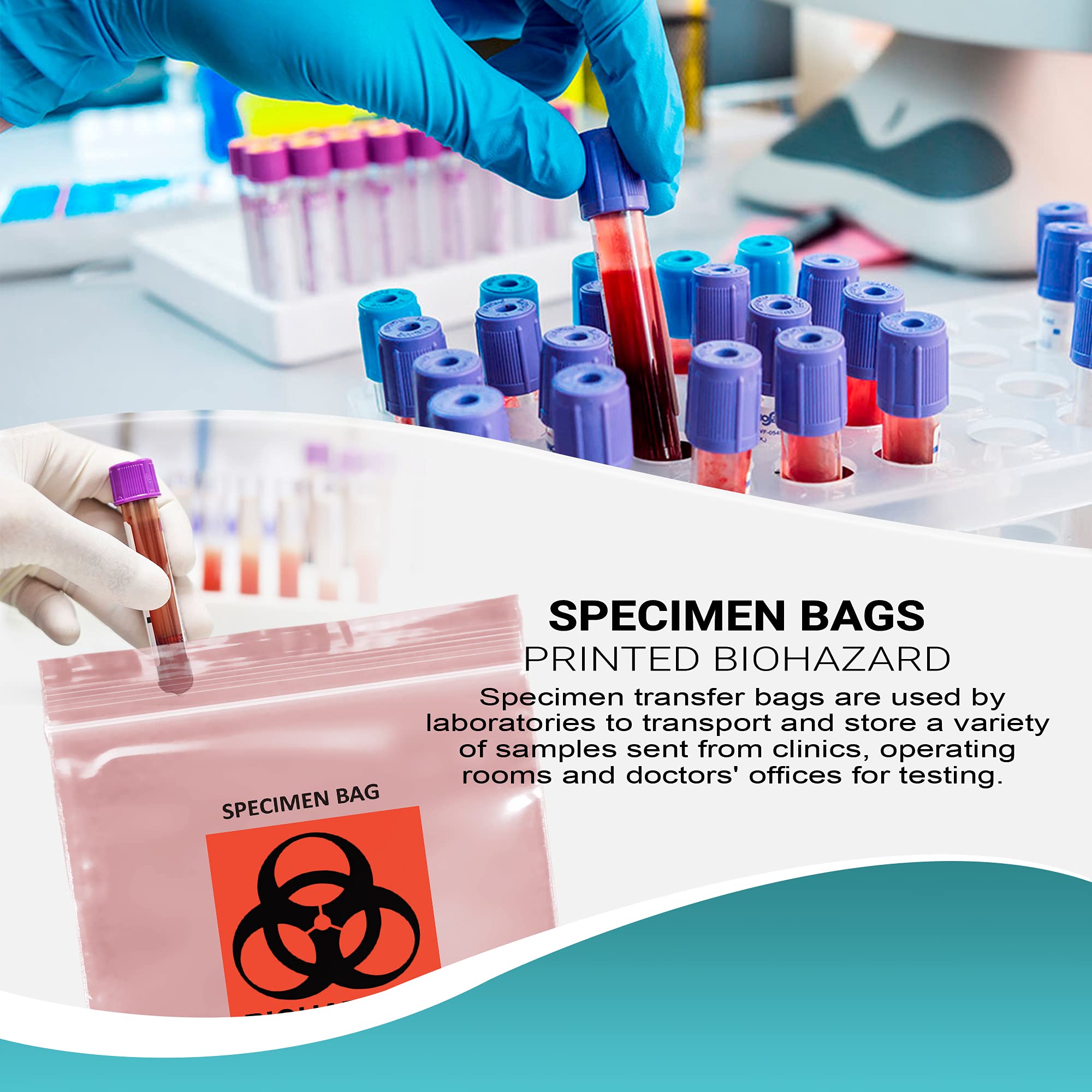 APQ 1000 Pack Pink Tint 12x15 Zipper Biohazard Specimen Transfer Bags - 2 Mil Thick Polyethylene Medical Bags for Healthcare, Laboratories & First Aid Kits | Ideal for Clinics, Hospitals & Emergency Medical Use