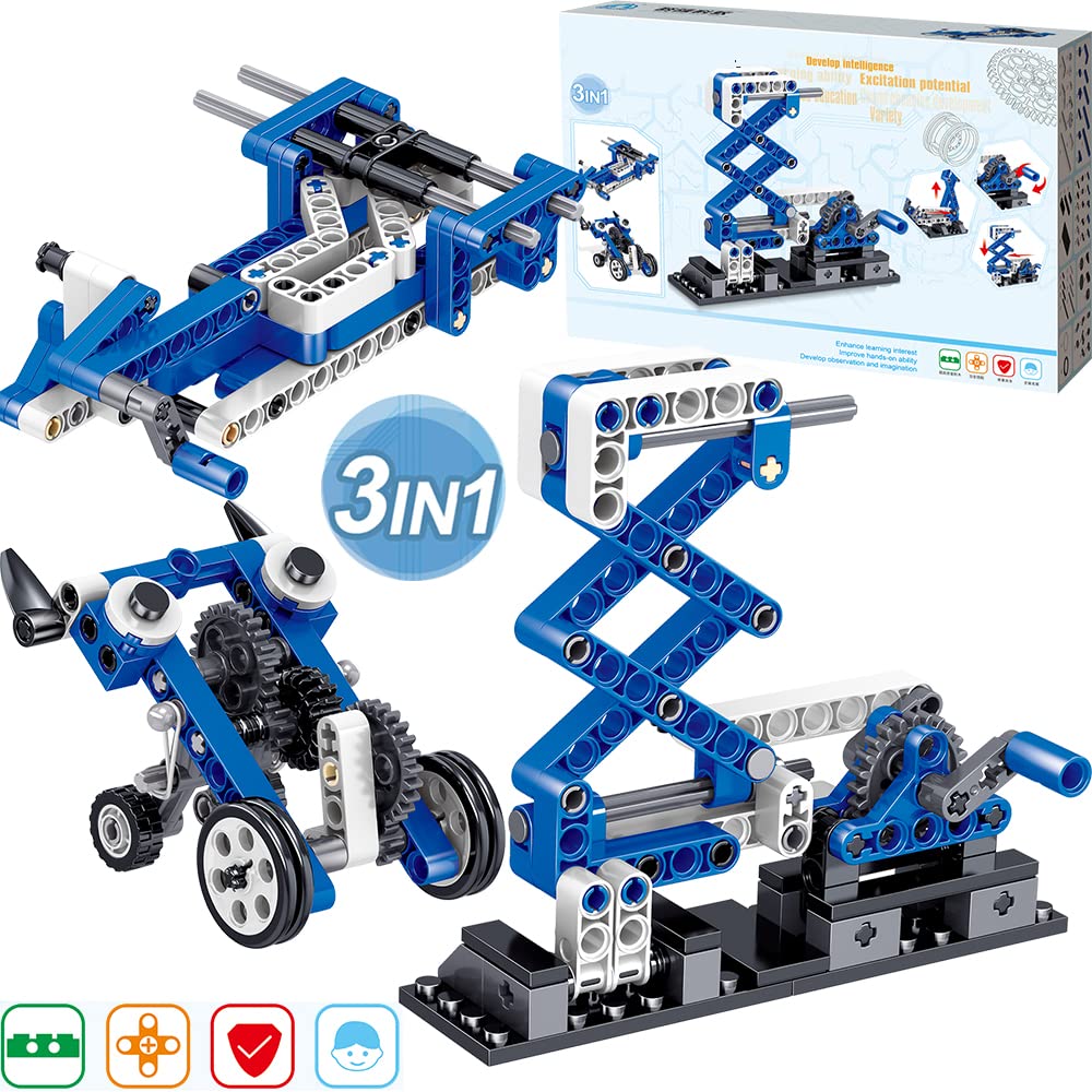 STEM Mechanics Gears Construction Kit - 173PCS Engineering Science Building Set for Kids | Educational STEM Learning Toys for Boys & Girls | Perfect for Classroom Projects, Homeschool Activities & Creative Play