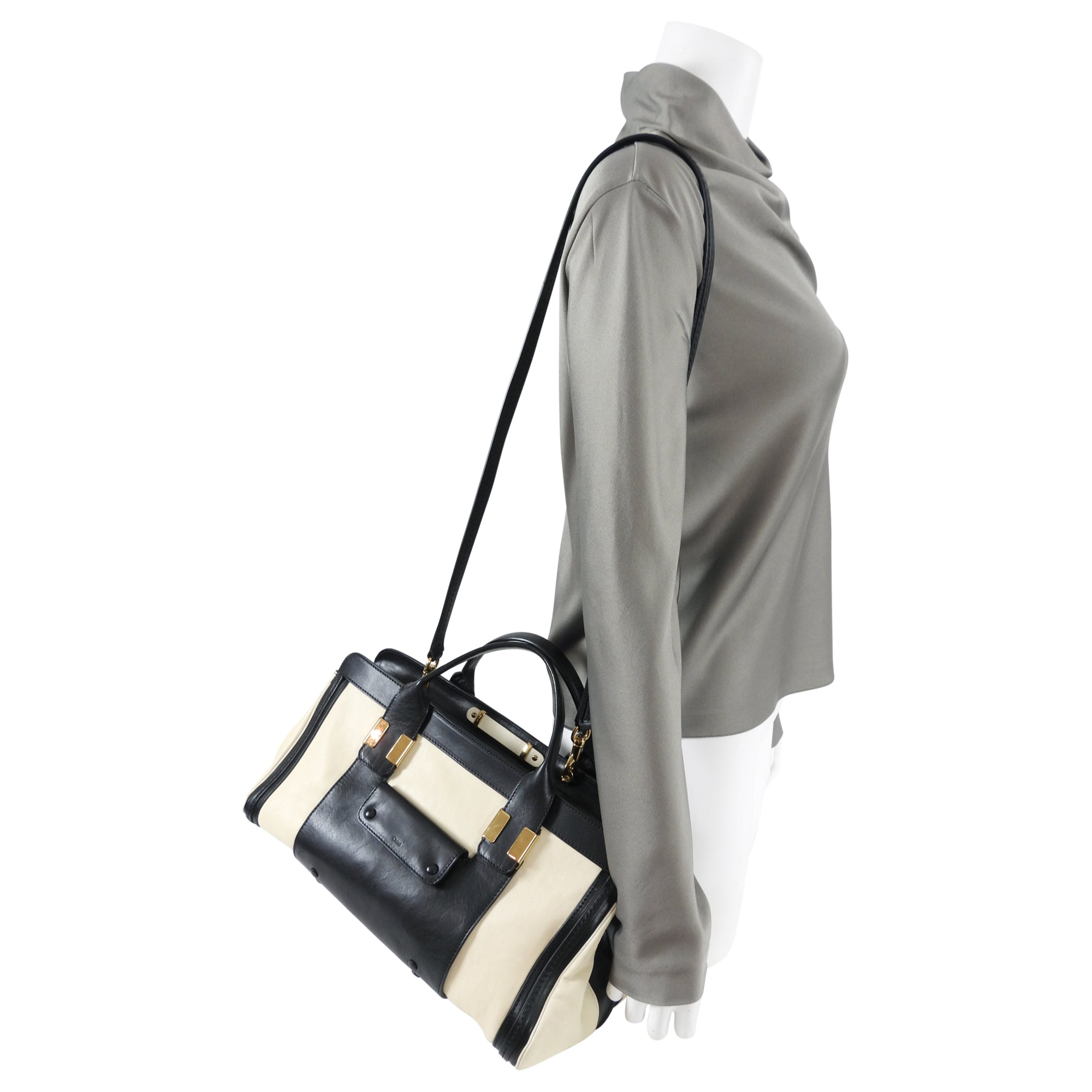 Chloe Alice Ivory and Black Two Tone Shoulder Bag for Women - Elegant Crossbody Purse for Work, Travel & Everyday Use