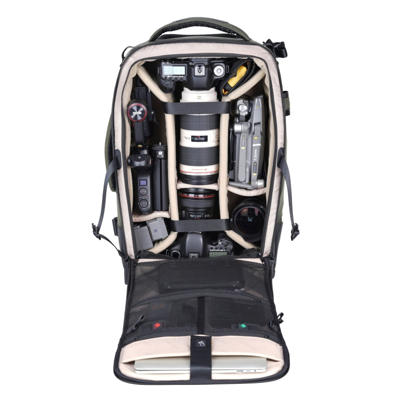VEO Select 58T Professional Green Camera Trolley Backpack - Waterproof DSLR Camera Bag with Wheels for Photographers & Videographers - Perfect for Travel, Studio & Outdoor Shooting