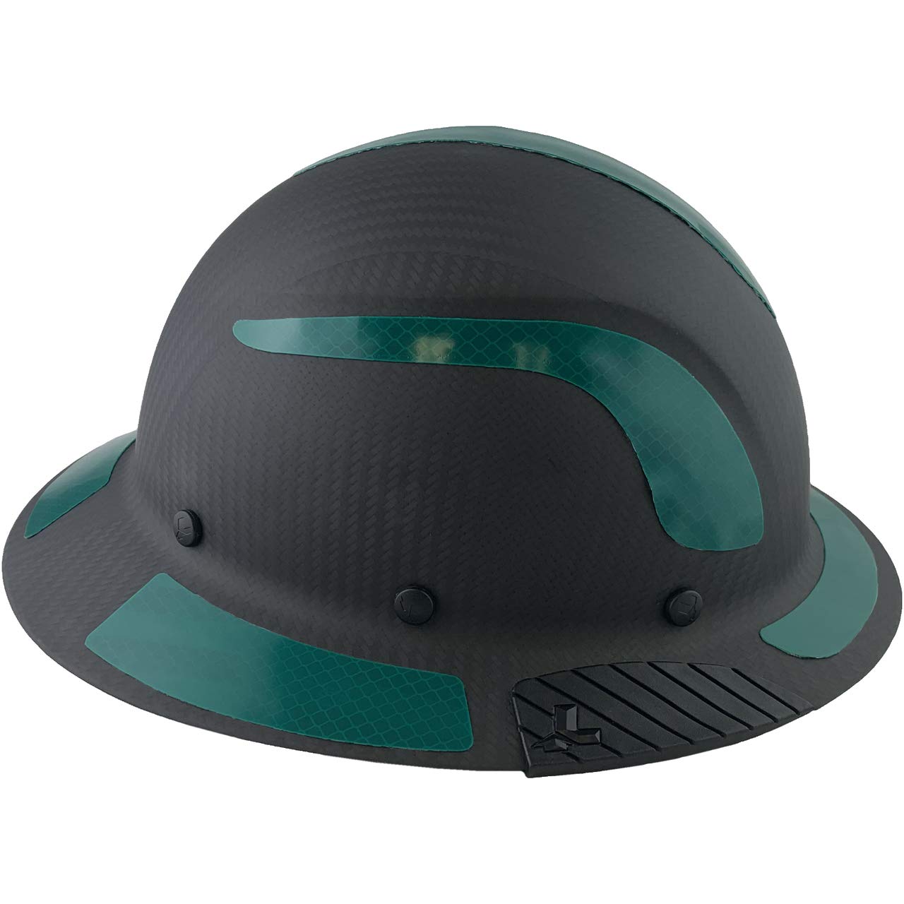 Premium Carbon Fiber Full Brim Safety Helmet - ANSI Certified Hard Hat with Matte Black Finish & Green Reflective Decals - Includes Durable Tote Bag - Ideal for Construction, Industrial Work & Outdoor Safety Gear