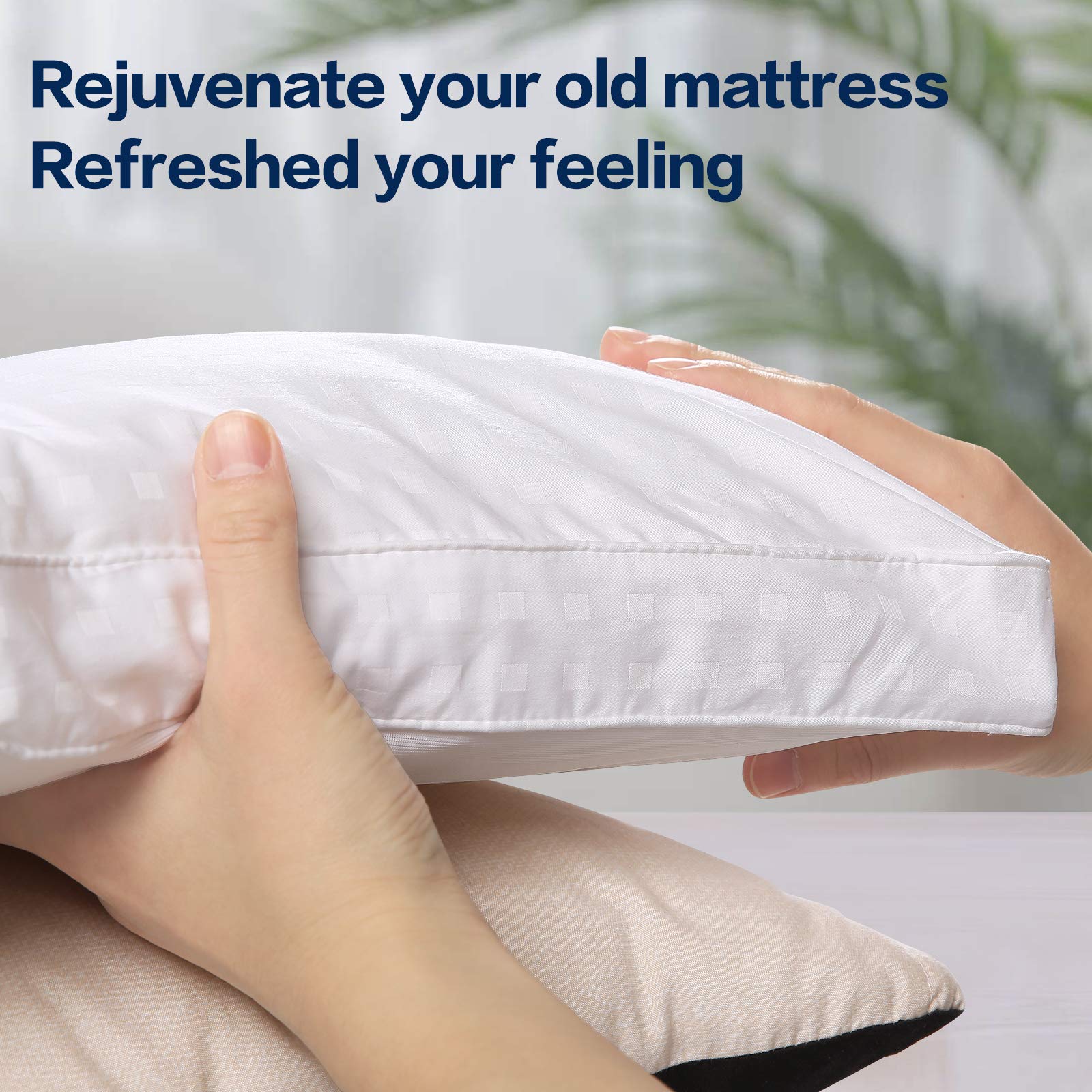 COHOME 4 Inch Queen Size Cooling Mattress Topper - 400TC Cotton Cover, Plush Down Alternative Fill, 8-21 Inch Deep Pocket (60x80 Inches, White) - Perfect for Hot Sleepers & Pressure Relief, Ideal for Guest Beds & Dorm Rooms