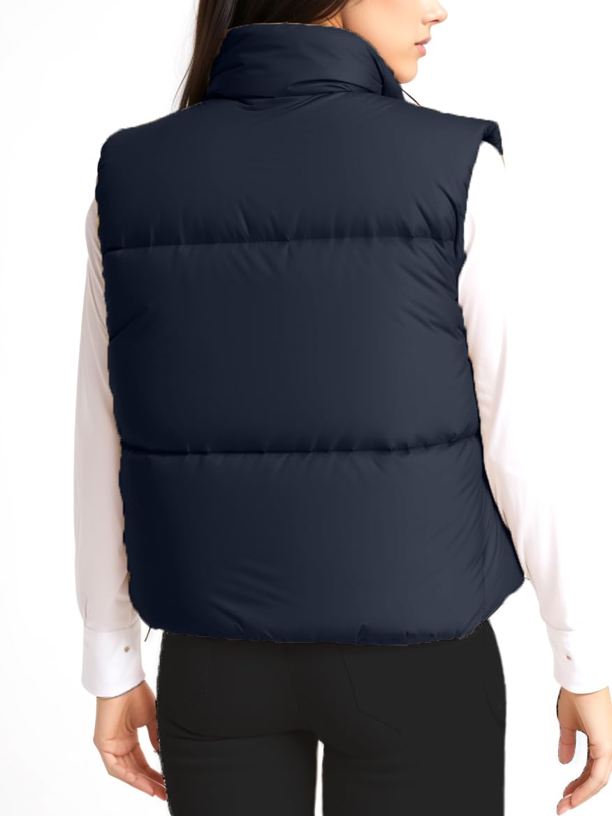 Unidear Women's Lightweight Reversible Puffer Vest - Sleeveless Cropped Padded Jacket with Zip Up, Winter Y2K Fashion Puffy Gilet | Perfect for Layering, Streetwear & Cold Weather Outfits
