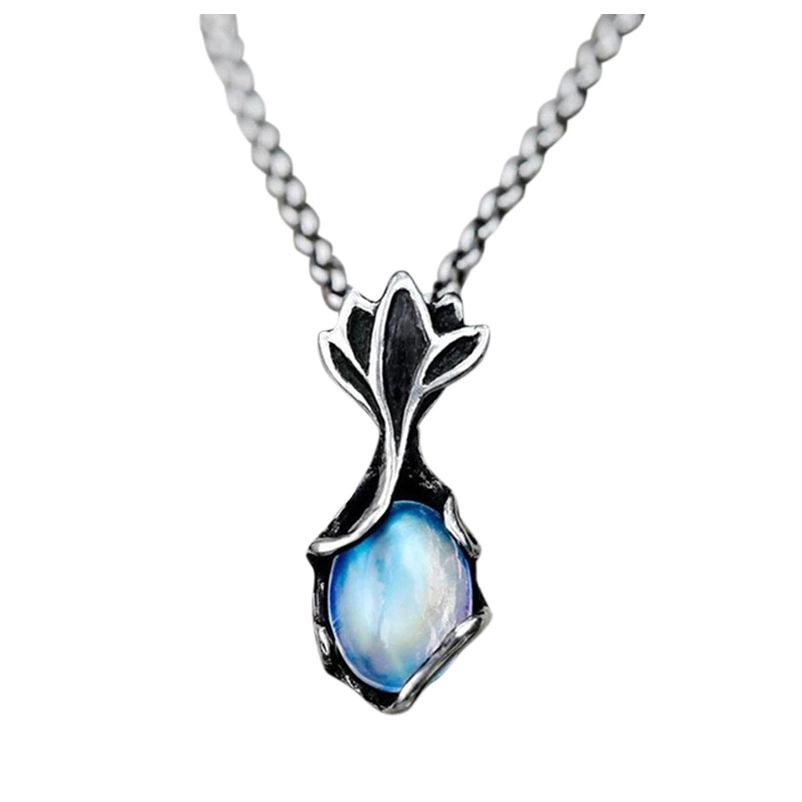 Elegant Retro Gemstone Flower Pendant Necklace for Women - Dainty Layering Initial Clavicle Chain, Perfect Gift for Anniversary, Birthday & Valentine's Day | Ideal for Date Night, Party & Everyday Wear