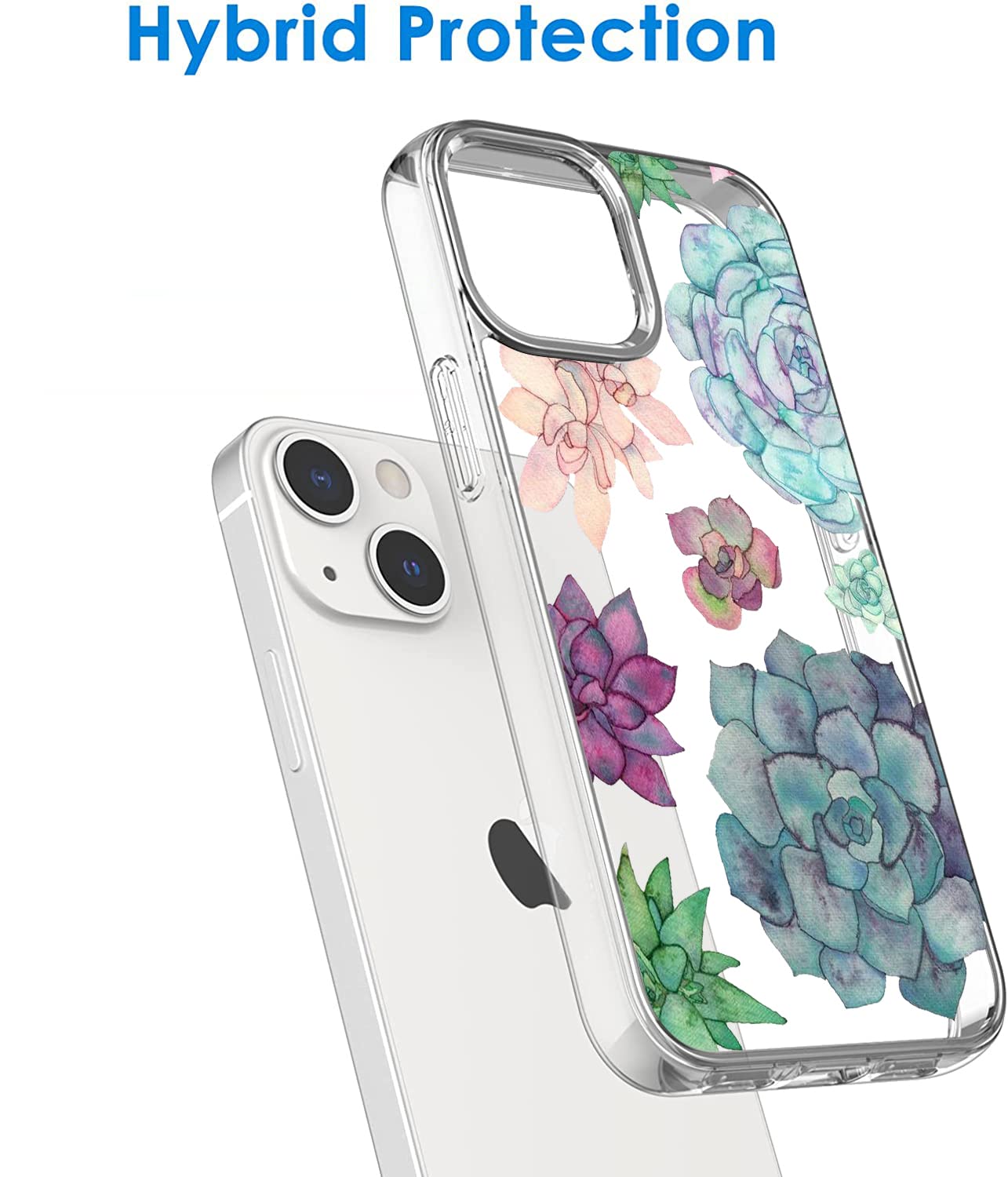 iPhone 12/12 Pro Case - Colorful Succulent Plant Clear TPU Shockproof Slim Soft Cover | Perfect for Daily Use, Office & Outdoor Protection