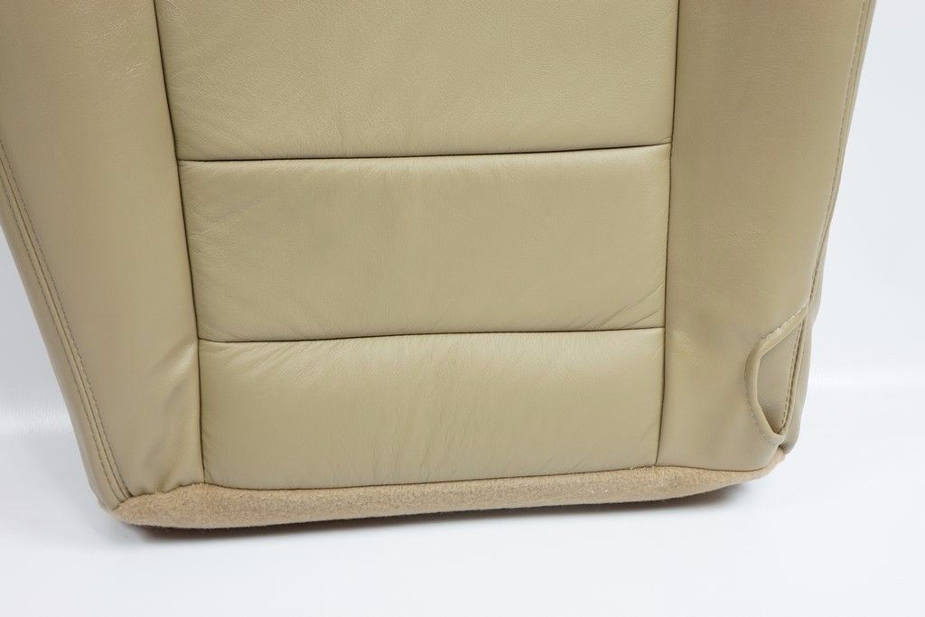2002-2007 Ford F250 F350 Lariat Genuine Leather Seat Covers - Driver & Passenger Bottom Cushion Replacement in Tan | Perfect for Truck Restoration & Interior Upgrade