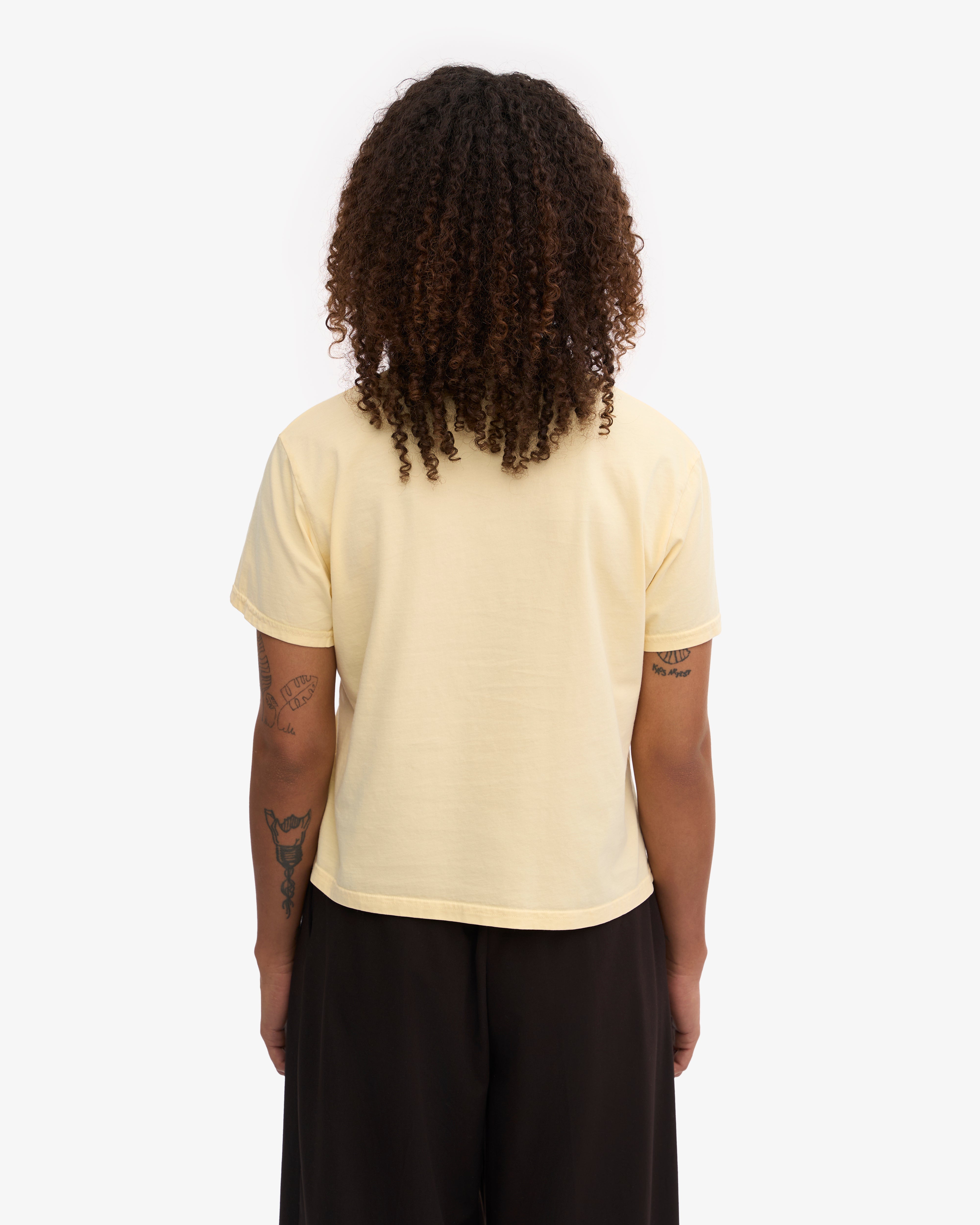Organic Boxy Crop Tee - Soft Yellow Women's T-Shirt | Eco-Friendly Casual Top for Summer Outfits, Streetwear & Layering