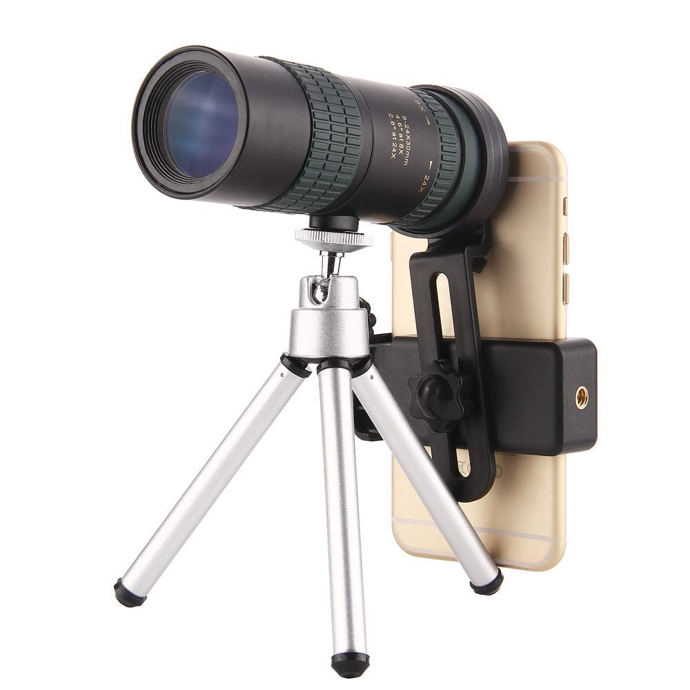 8-24X High Power Monocular Telescope with Smartphone Adapter - HD Zoom Lens for Bird Watching, Hunting, Stargazing & Travel - Compact & Portable Low Light Vision Scope