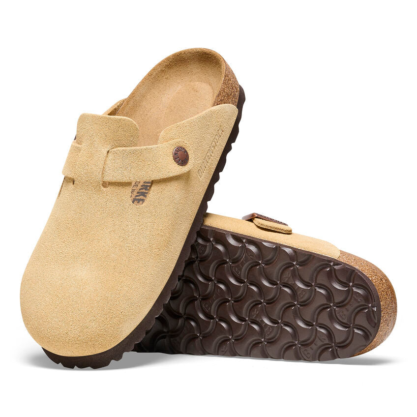 Birkenstock Boston Suede Leather Clog in Latte Cream - Comfortable Unisex Slip-On Shoes for Home, Office & Outdoor Wear