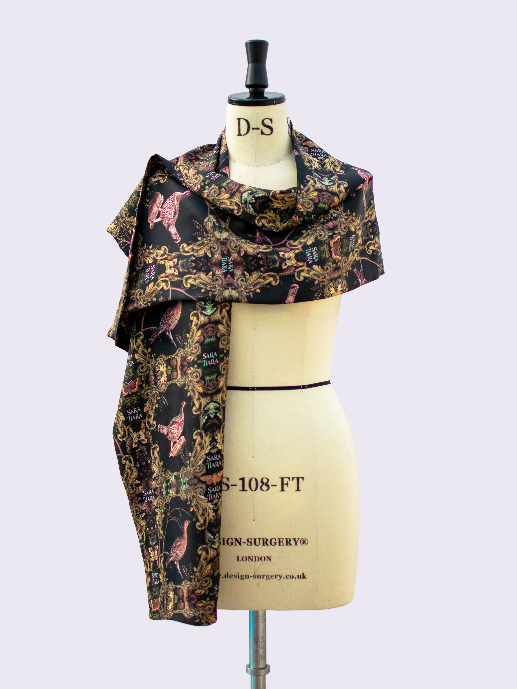 Elegant Silk Maxi Scarf with Grouse Print - Lightweight Fashion Accessory for Women, Perfect for Parties, Weddings & Everyday Wear