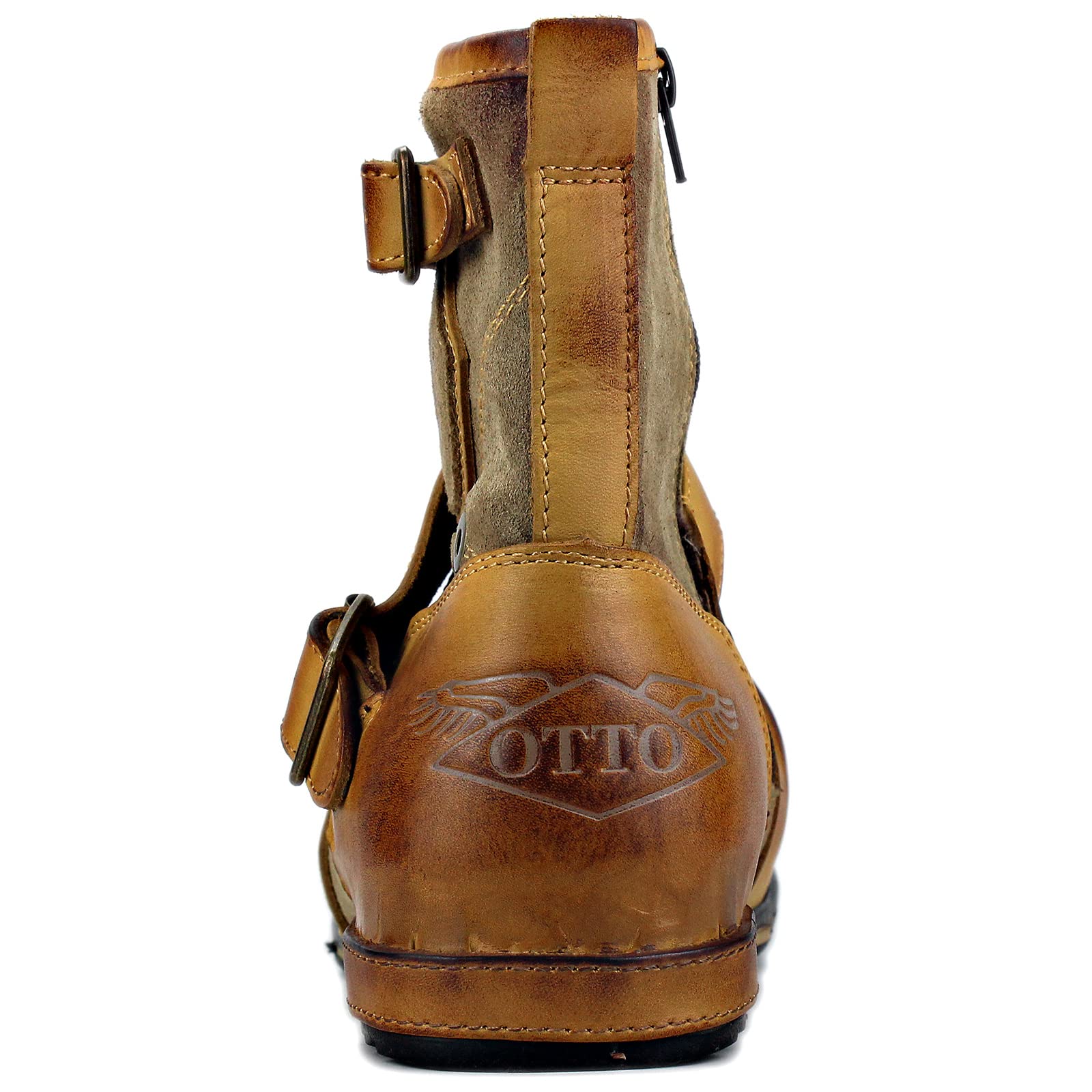 Men's Stylish Chukka Cowboy Boots - Leather Ankle Side Zipper Motorcycle & Hiking Boots CD-5008-1-Z-R | Perfect for Casual Wear, Outdoor Adventures & Biker Fashion