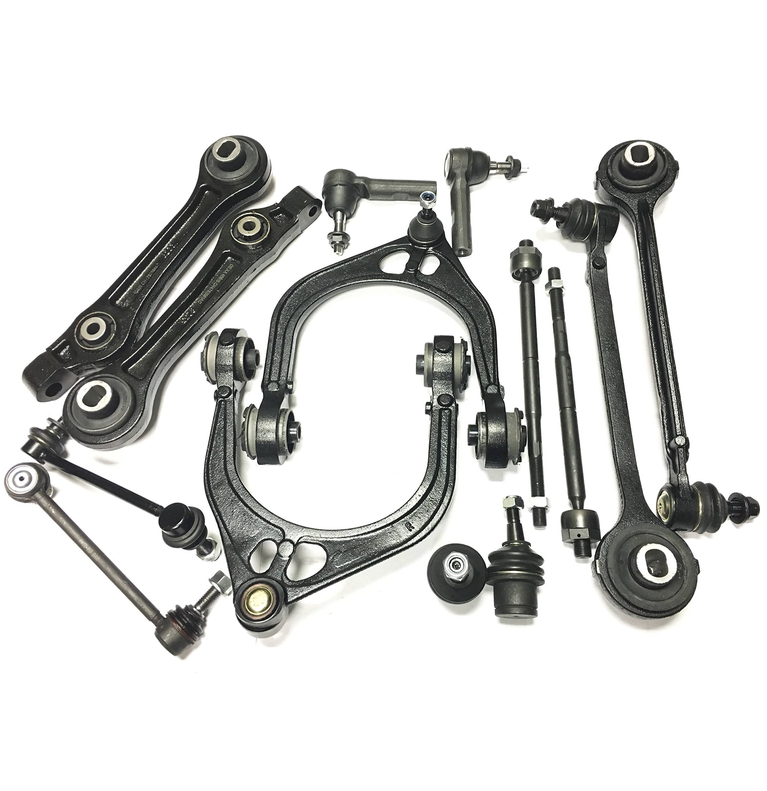 14-Piece Suspension Kit for Chrysler Dodge Challenger Charger Magnum RWD Models - Front Lower Upper Control Arms Inner Outer Tie Rod Ends Sway Bar Links Lower Ball Joints - Perfect for Road Trips Off-Roading & Performance Upgrades