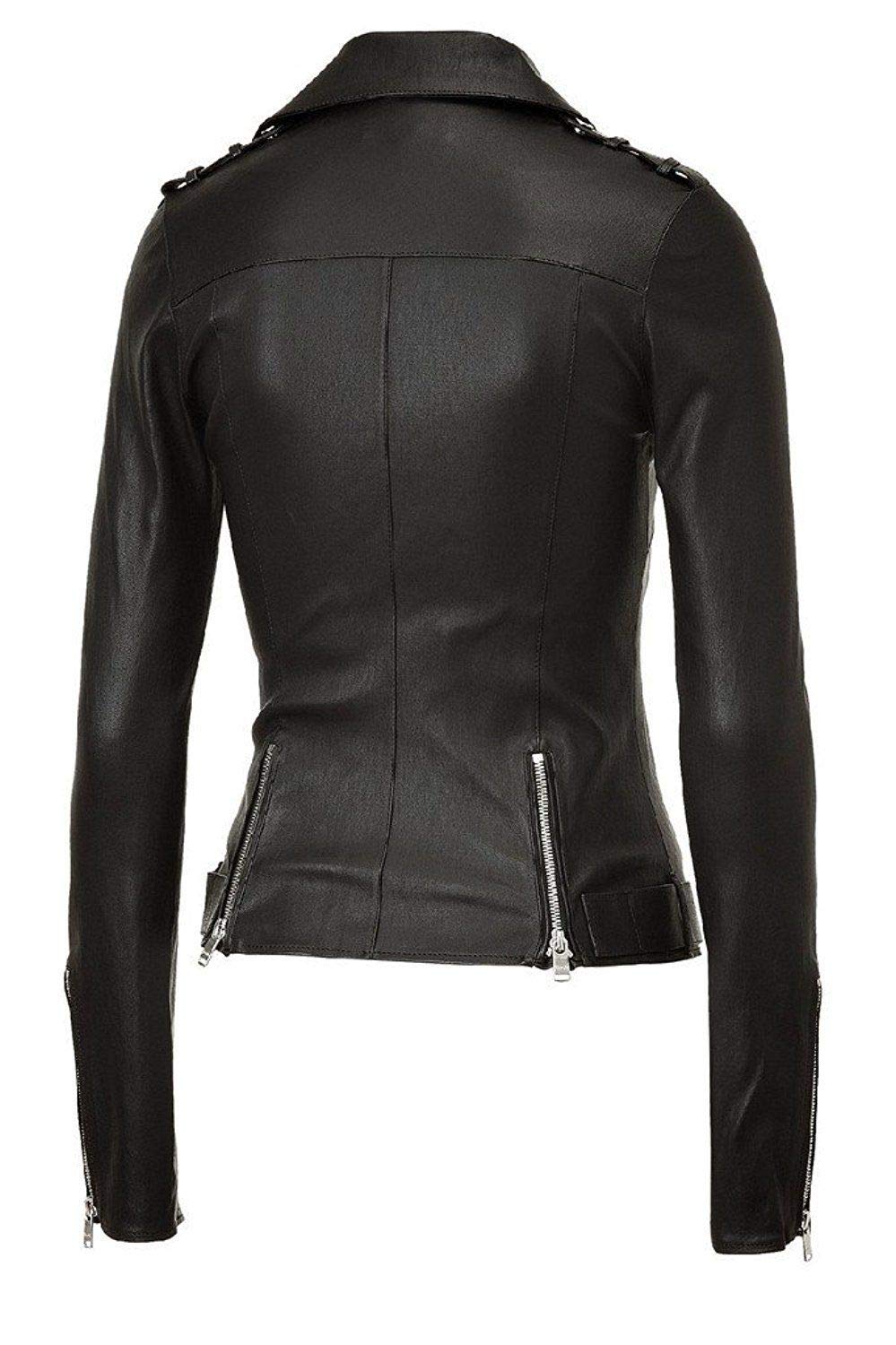Women's Black Real Leather Biker Jacket - Stylish & Fashionable Outerwear for Riding, Motorcycle & Casual Wear