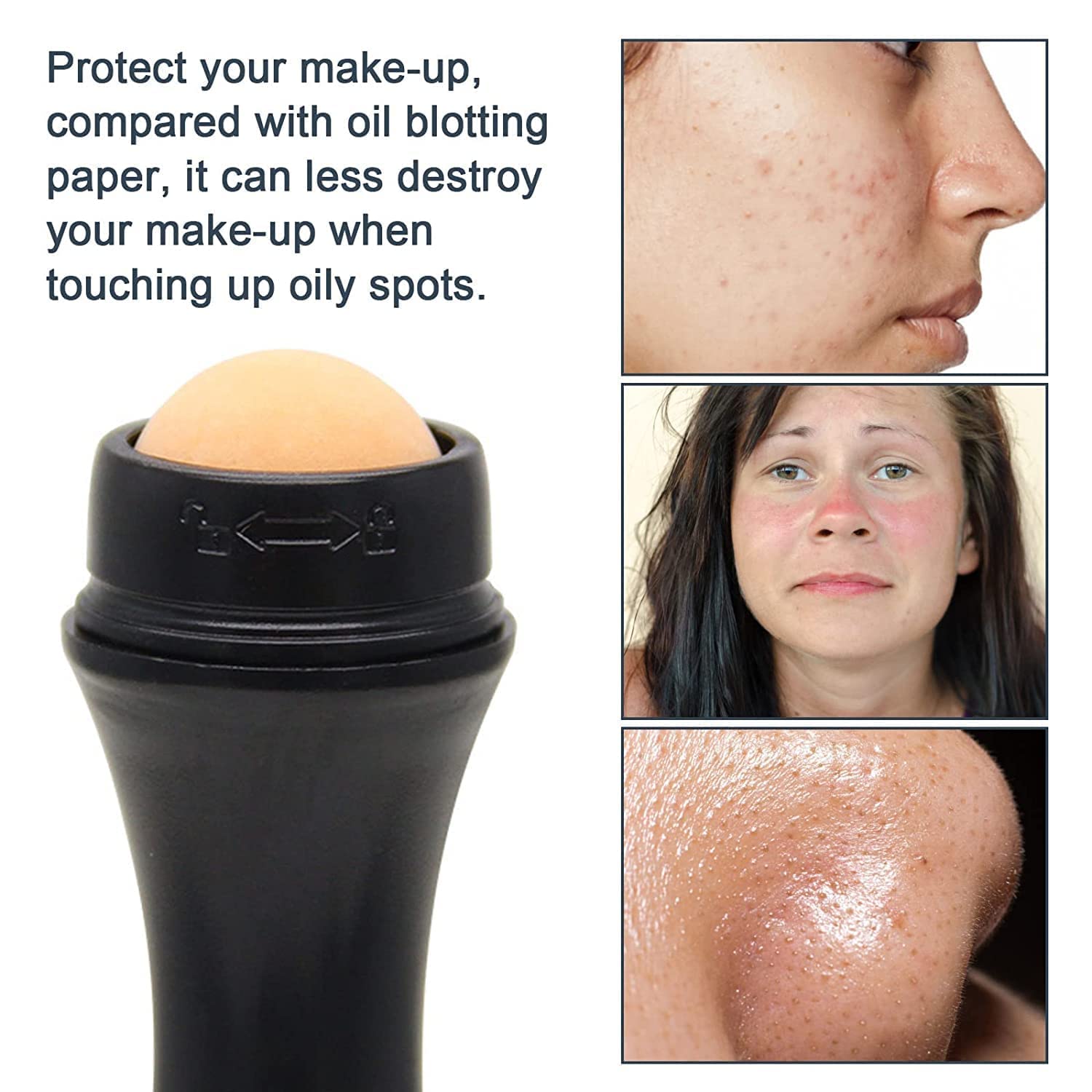 PAVITYAKSH Volcanic Stone Face Roller for Oily Skin - Reusable Oil Absorbing Facial Roller with Makeup Sponge | Reduces Shine & Controls Excess Oil | Perfect for Daily Skincare, Makeup Prep & On-The-Go Touch Ups