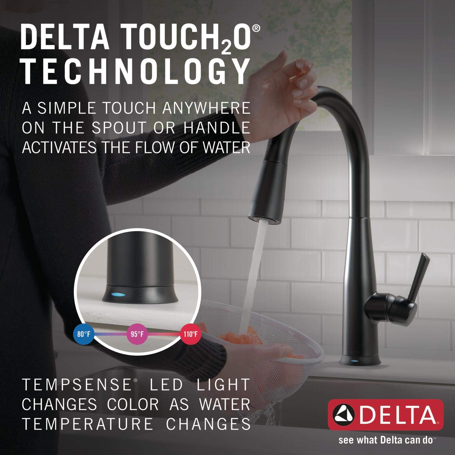 Delta Essa VoiceIQ Smart Kitchen Faucet with Pull-Down Sprayer - Alexa & Google Assistant Voice Control, Touchless Operation, Matte Black Finish - Perfect for Modern Smart Homes & Hands-Free Cooking