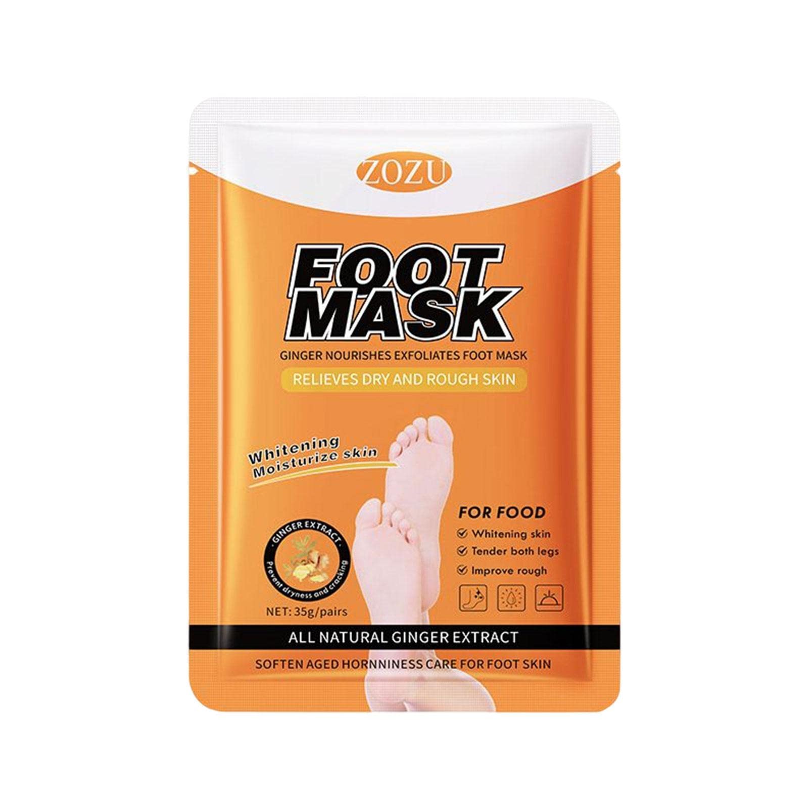 Exfoliating Foot Peel Mask with Ginger Extract for Dry Cracked Heels - Natural Plant-Based Foot Care Treatment for Soft Smooth Feet | Perfect Self-Care Gift for Women & Men | Use at Home Spa, Pedicure, or Before Wearing Sandals