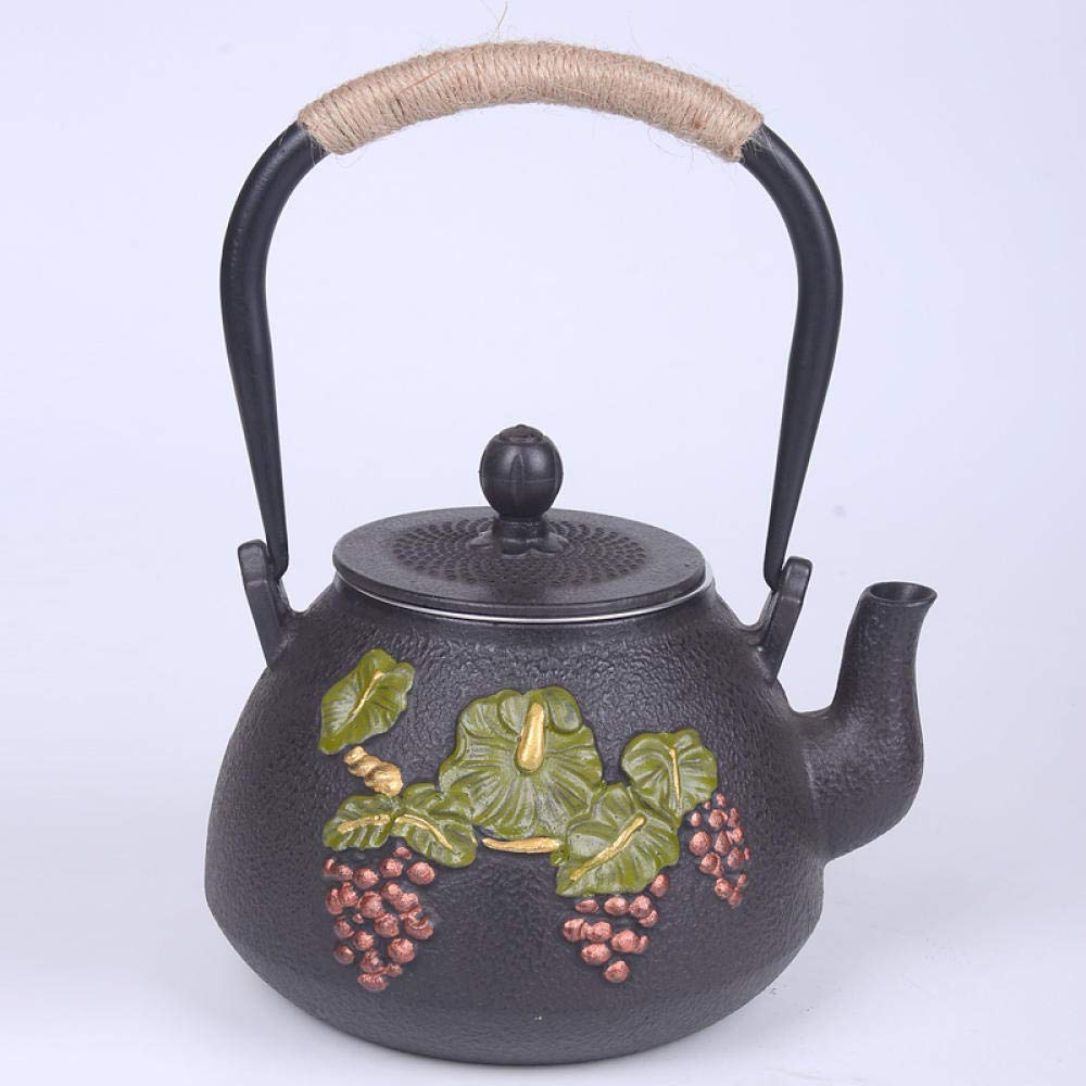 Farmhouse Style Cast Iron Teapot 1-2L - Samovar Design with Glass Ceramic Enamel Coating - Rustic Clay Enameled Kettle for Tea Lovers - Perfect for Home, Office, and Outdoor Tea Ceremonies