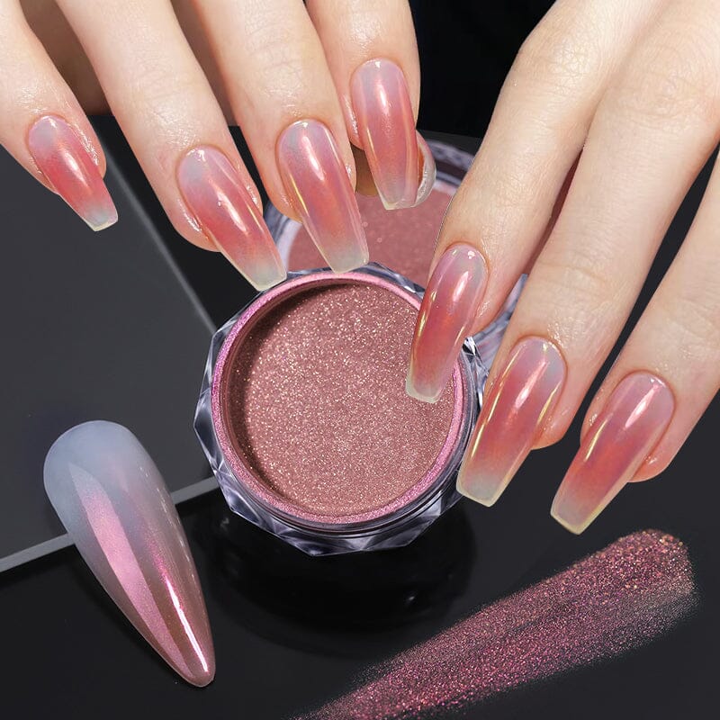 Red Gradient Auroras Pearl Nail Powder #05 - Aurora Effect Nail Art Pigment for Gel & Acrylic Nails - Perfect for Salon, Home Manicures & Special Occasions