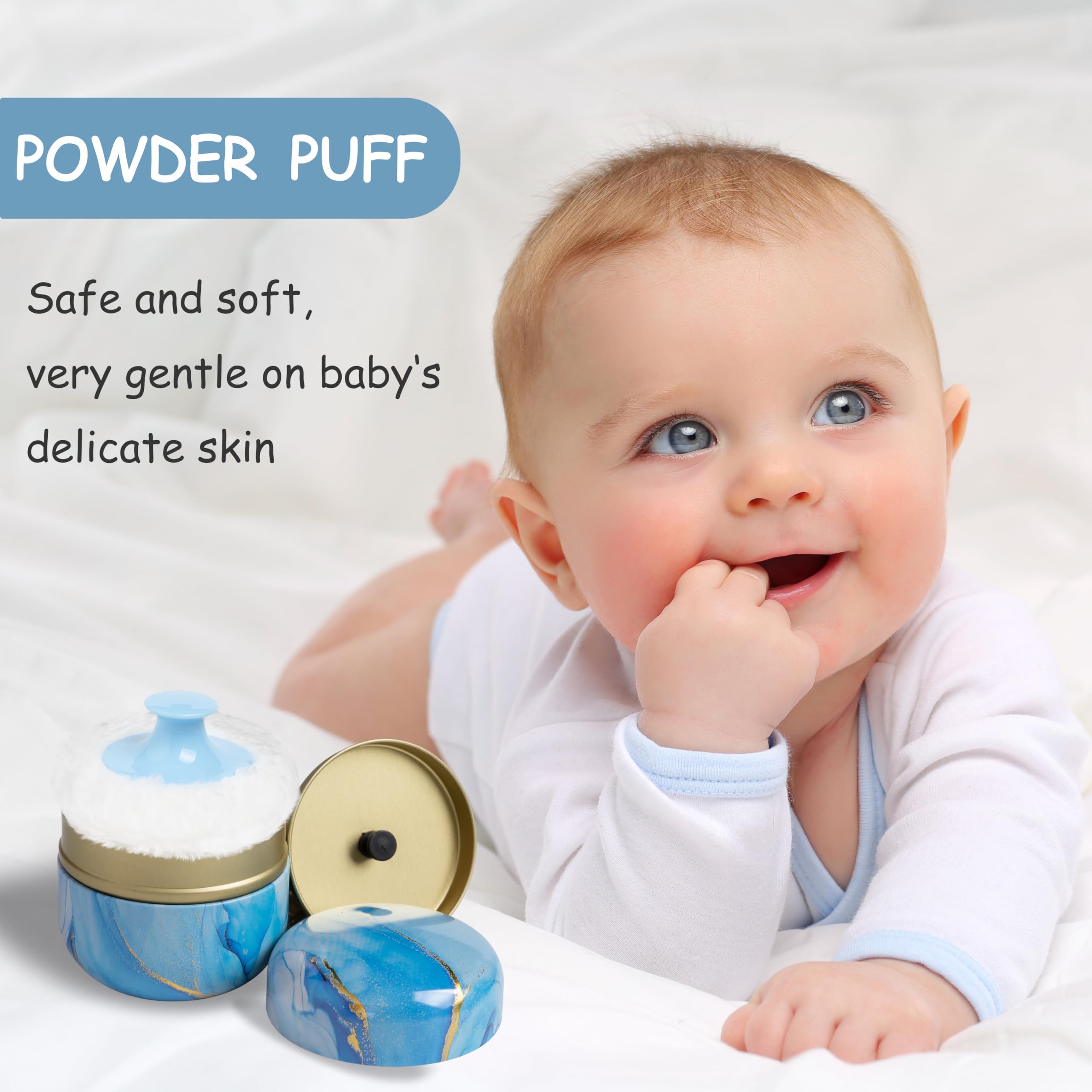 Premium Body Powder Puff & Container Set for Women & Baby - Travel-Friendly Loose Powder Case with Soft Puff (Glacier Blue) | Perfect for Makeup Touch-Ups, Baby Care & On-the-Go Use