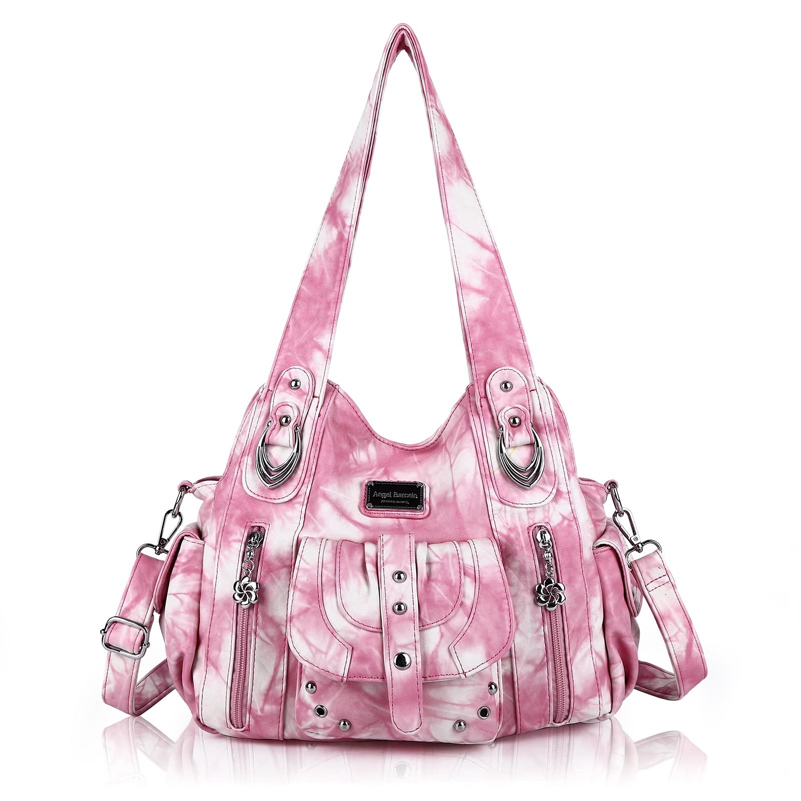 Angel Barcelo Women's Roomy Hobo Handbag - Genuine Washed Leather Shoulder Bag & Tote Purse for Work, Travel & Everyday Use