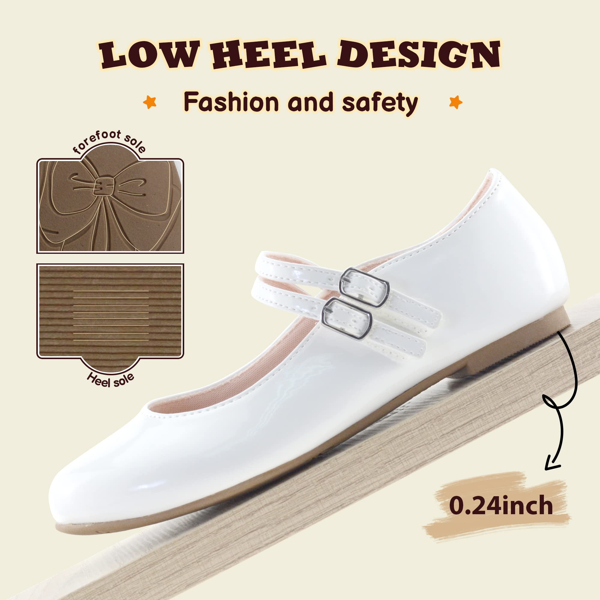 Girls Mary Jane Dress Shoes - Princess Ballet Flats for Weddings, Parties & School | Comfortable Flower Girl Shoes for Special Occasions