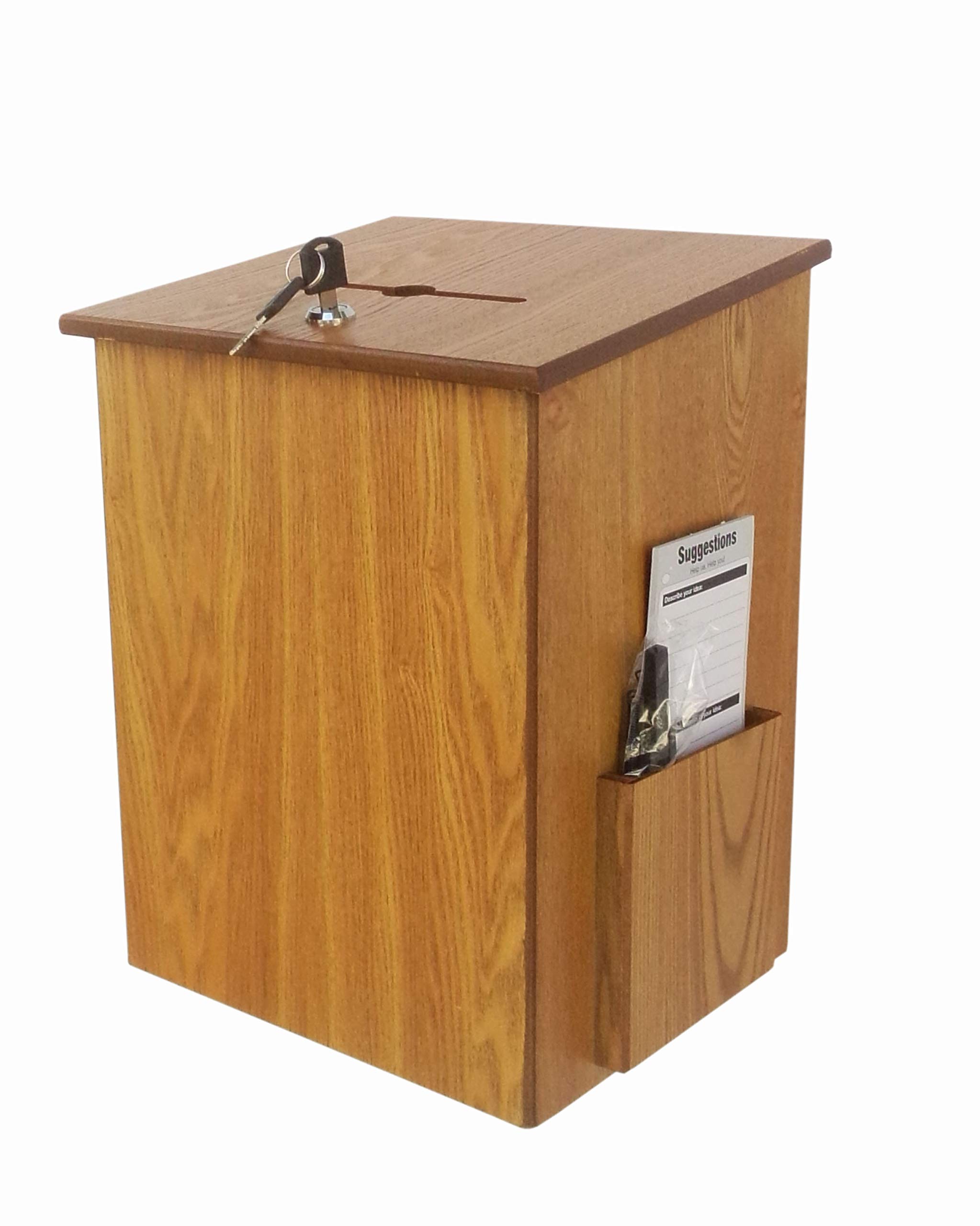 FixtureDisplays® Wooden Donation Box - Church Offering Box, Tithing Box, Suggestion Box & Feedback Ballot Box - 9.5