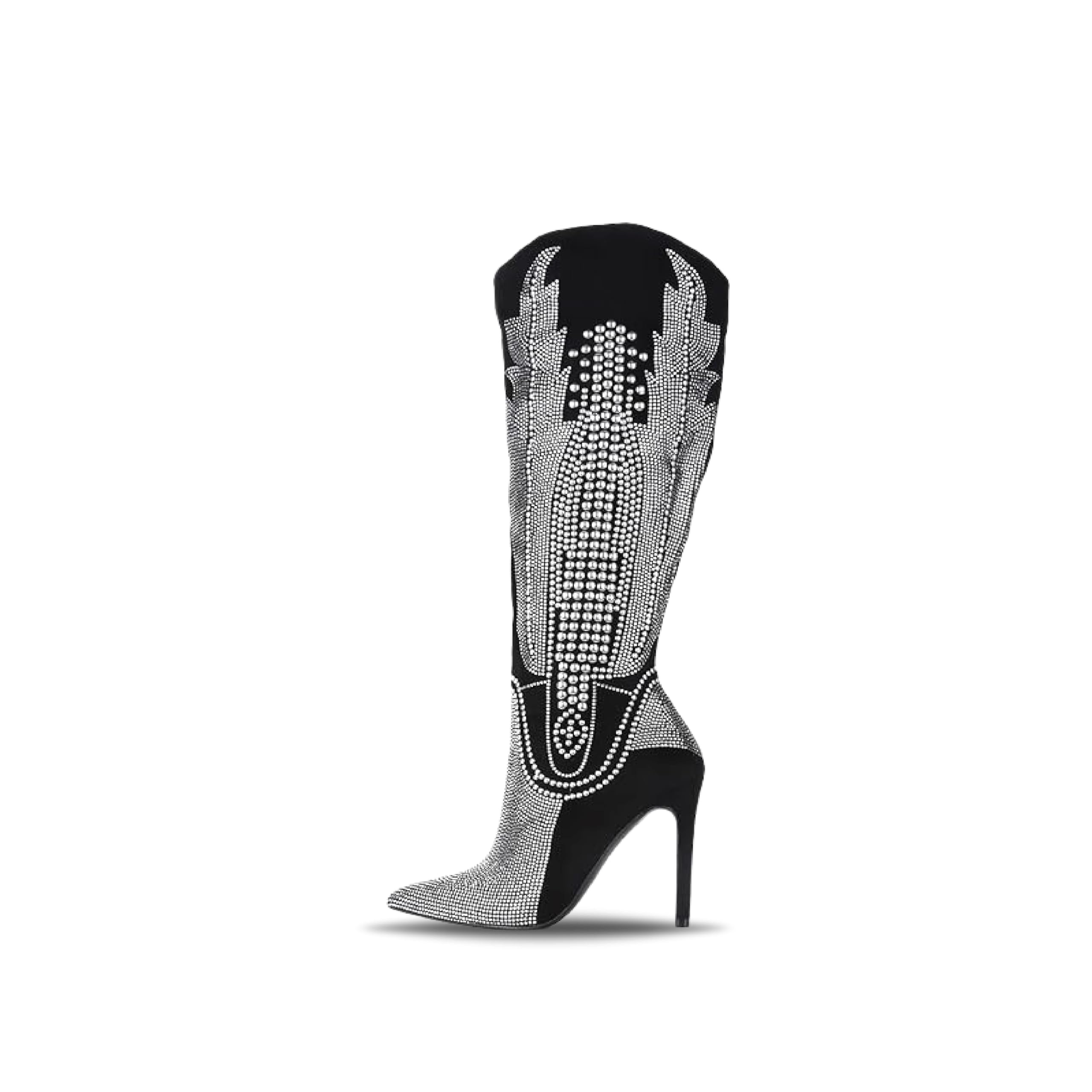 Cape Robbin Women's Rhinestone Western Cowboy Boots - Knee-High Wide Calf Stiletto Heel Dress Boots for Country Dancing & Night Out (Olkley)