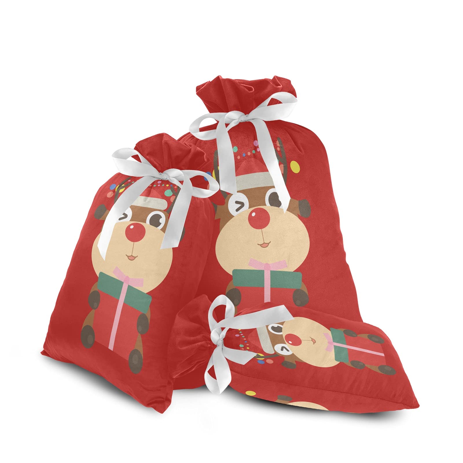 Christmas Elk Drawstring Gift Bags - Holiday Wine Bottle & Candy Pouches for Xmas Decorations, Party Favors & Festive Gifting