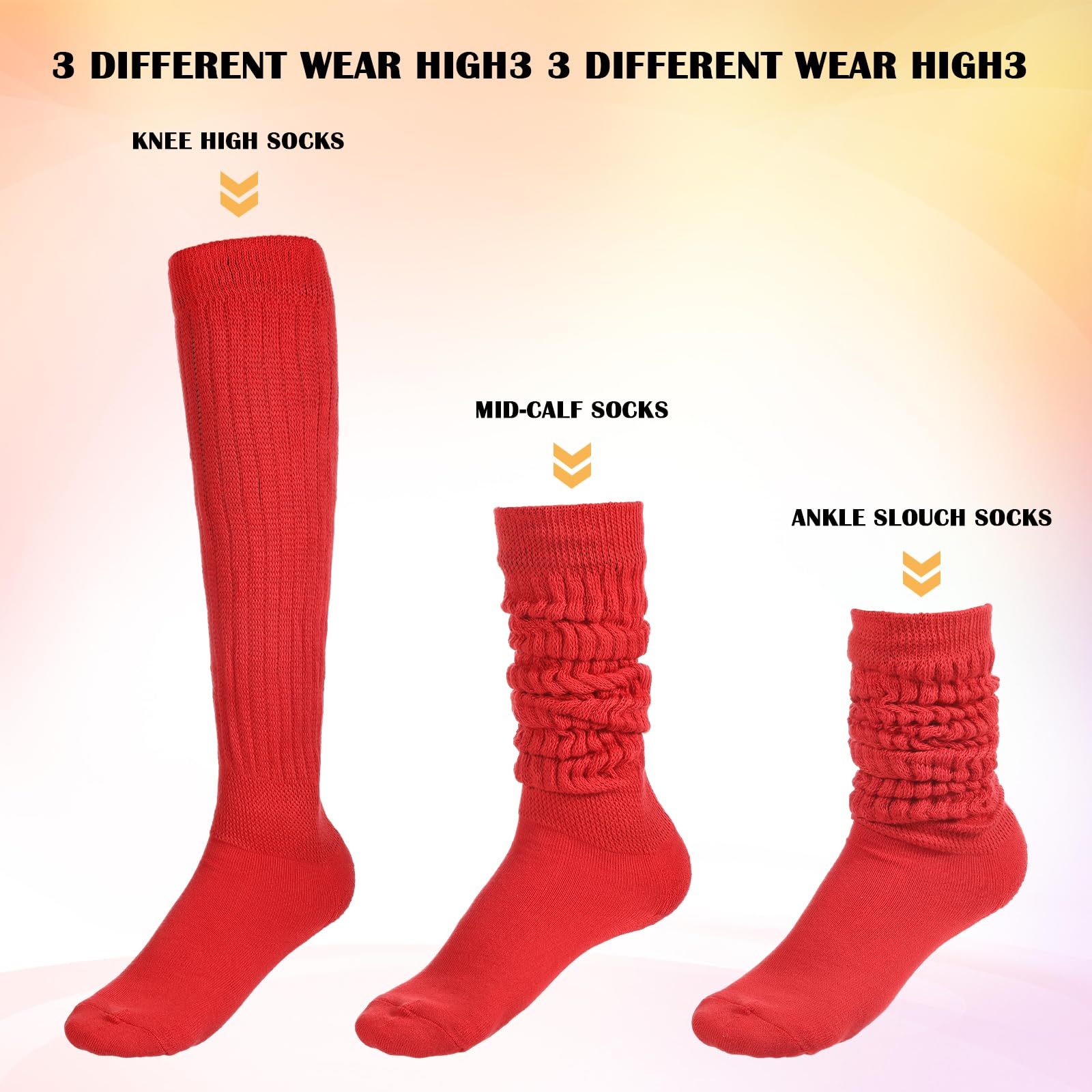 Women's Knee High Red Slouch Socks - 80s 90s Retro Style Long Boot Socks for Girls & Women | Perfect for Vintage Outfits, Costume Parties & Winter Layering