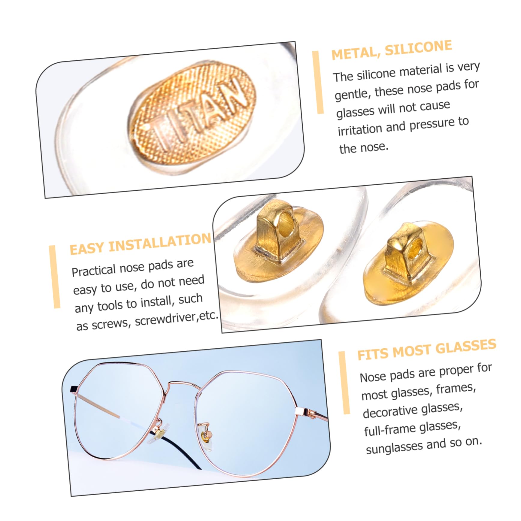 HAPINARY 25 Pairs Silicone Nose Pads for Glasses - Soft Replacement Nose Pads for Eyeglasses & Sunglasses - Comfortable Anti-Slip Eyewear Accessories for All-Day Wear (Perfect for Reading, Working & Outdoor Activities)