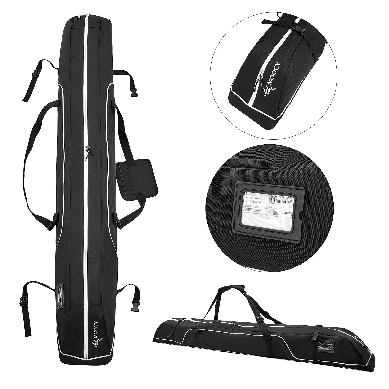 Waterproof Ski and Snowboard Storage Bag - 192cm Black Travel Equipment Organizer for Ski Gear Protection | Perfect for Winter Sports, Travel & Equipment Storage