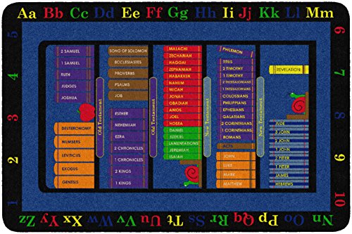 Flagship Carpets Bible Bookcase Educational Rug - 4' x 6' Rectangle Multicolor Kids Play Mat for Classroom, Office, Home & School Playroom - Perfect for Storytime, Learning Activities & Nursery Decor