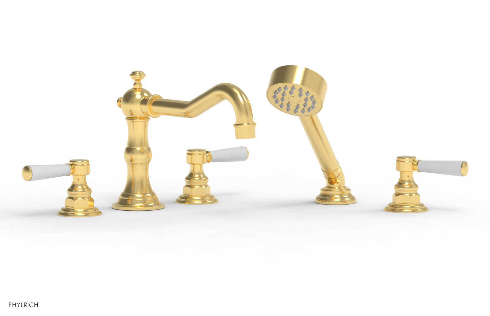 HENRI Deck Mount Tub Faucet Set with Hand Shower - Satin White Finish - Ideal for Bathroom Renovation & Modern Home Spa Experience