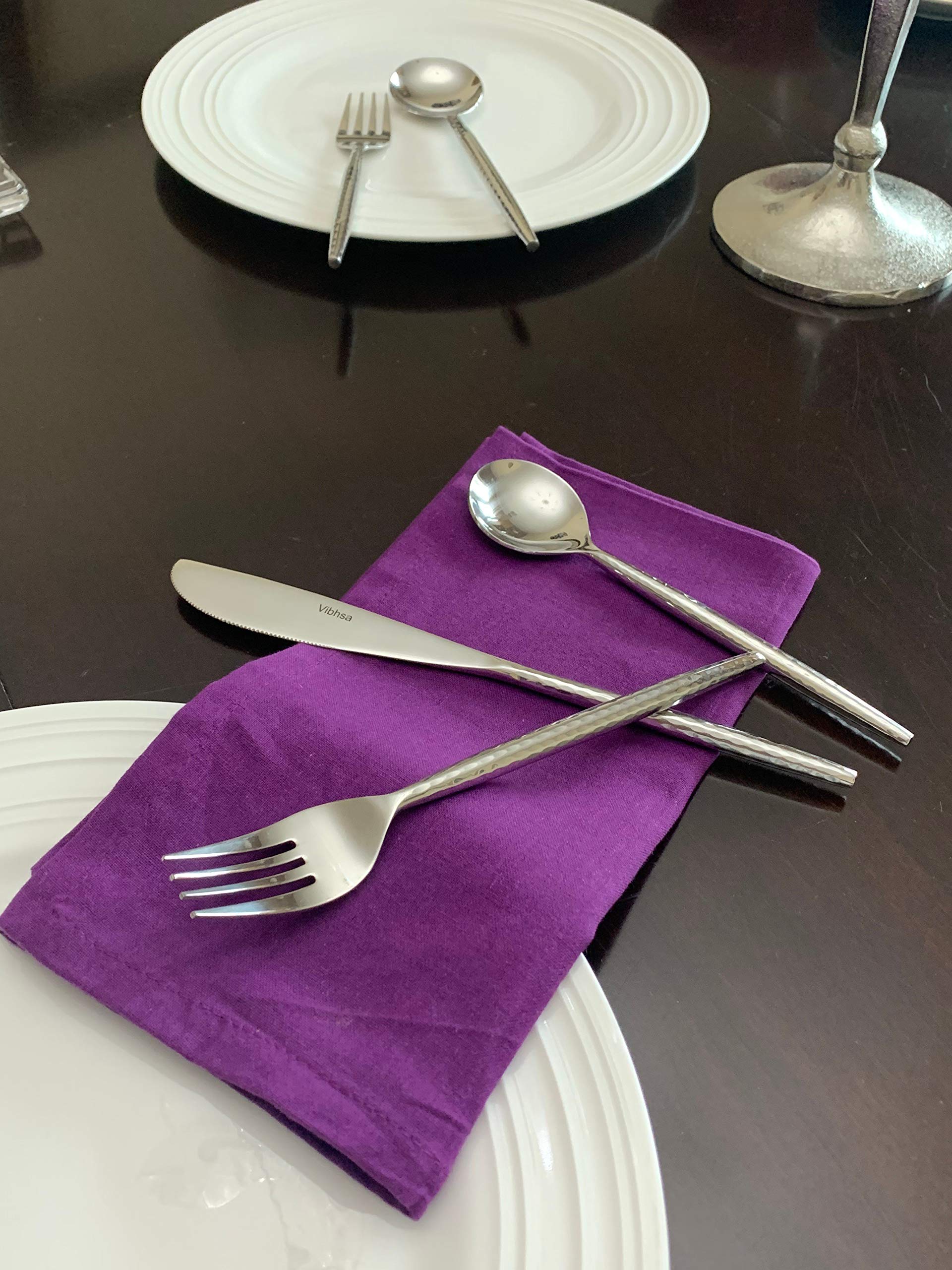 36-Piece Hammered Stainless Steel Flatware Set - Dinner Knives, Forks & Soup Spoons - Elegant Cutlery for Dining, Parties & Wedding Gifts