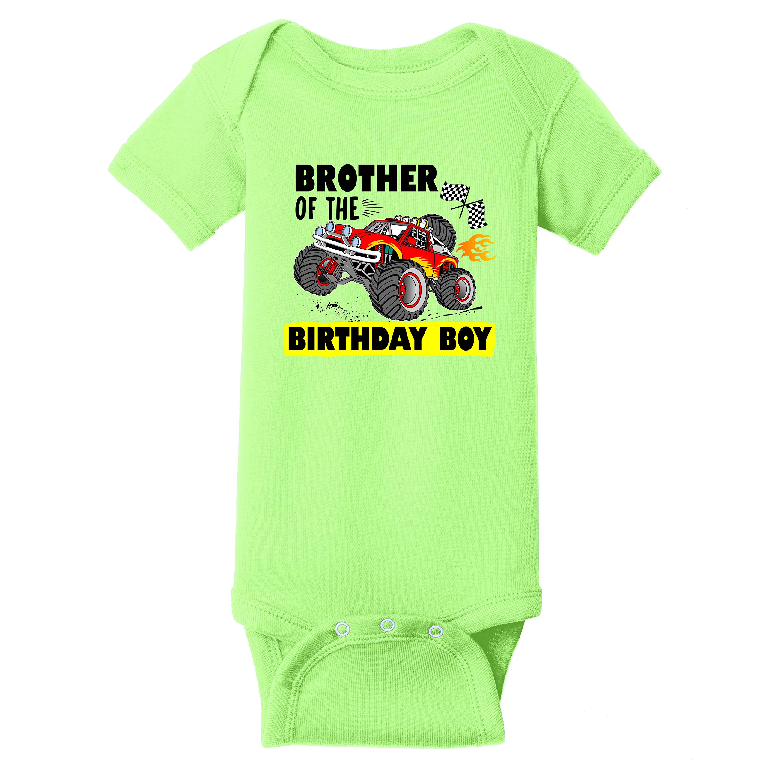 Monster Truck Graphic Baby Bodysuit for Boys & Girls - Birthday Boy & Sister Outfit - Perfect for Birthday Parties & Family Events