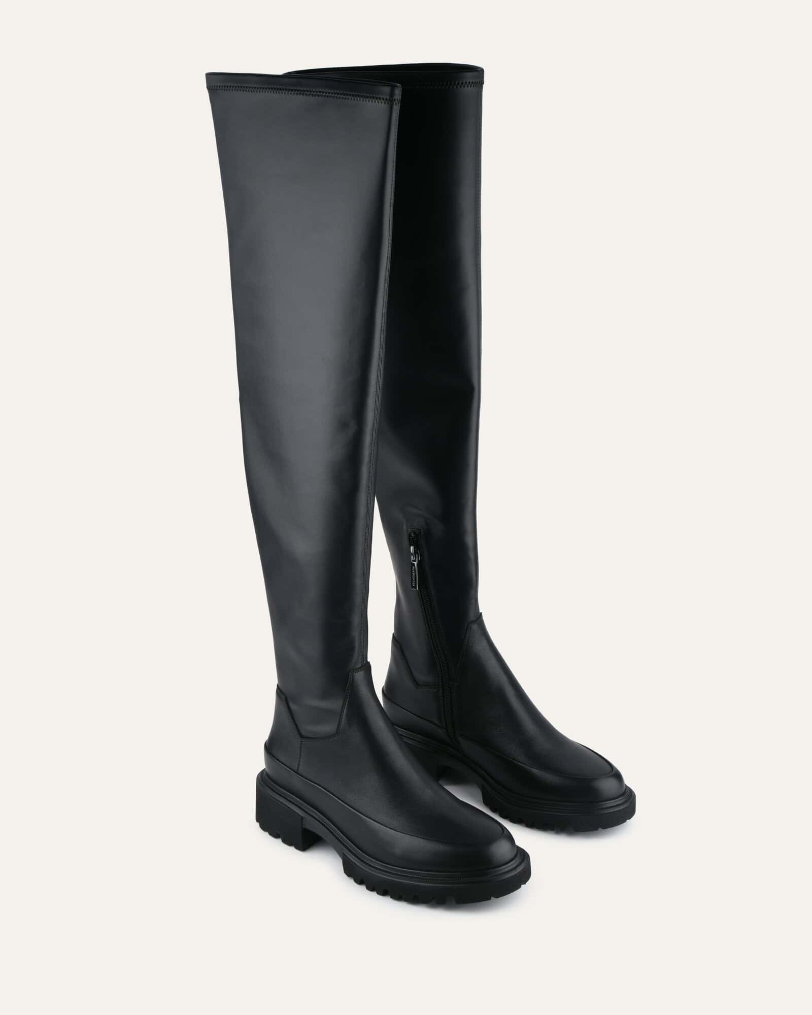 Ella Women's Over The Knee Boots - Black Suede High Heel Booties for Fall & Winter | Stylish & Comfortable for Party, Date Night & Office Wear