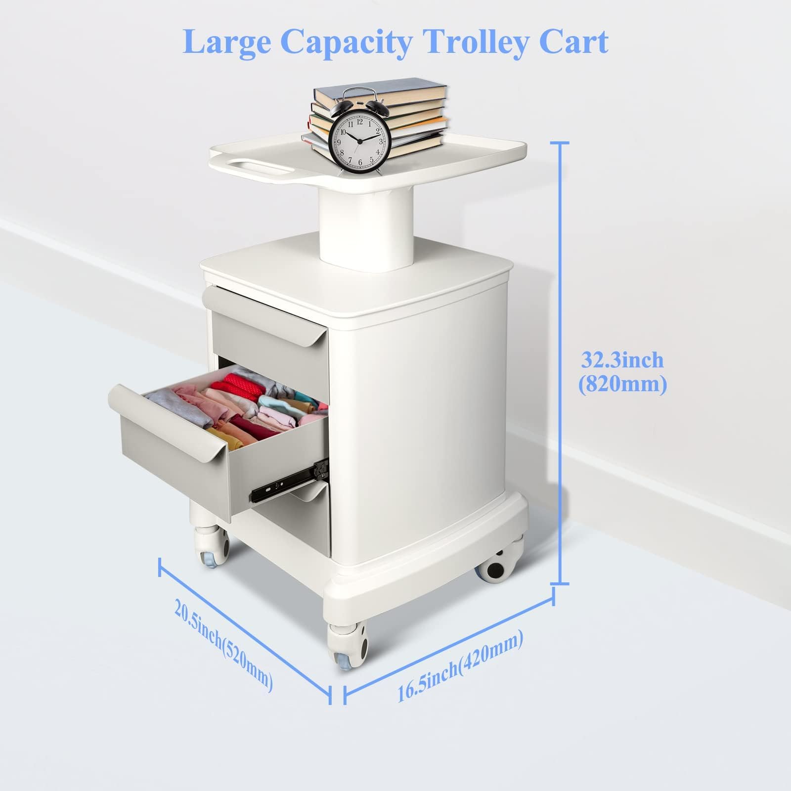 Mobile Medical Cart with Wheels & Drawers - Rolling Ultrasound, Dental & Beauty Storage Trolley for Hospitals, Clinics, Offices & Bedrooms | Perfect for Medical Equipment Organization & Beauty Salon Storage