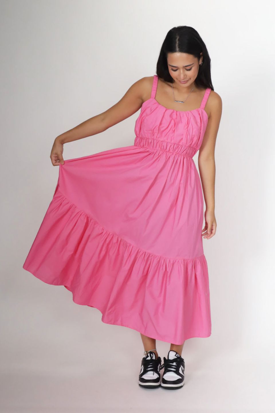 Belle Lolly Pink Tiered Maxi Dress for Women - Flowy Summer Beach Dress with Ruffles, Boho Chic Long Dress for Vacation, Party, and Casual Wear