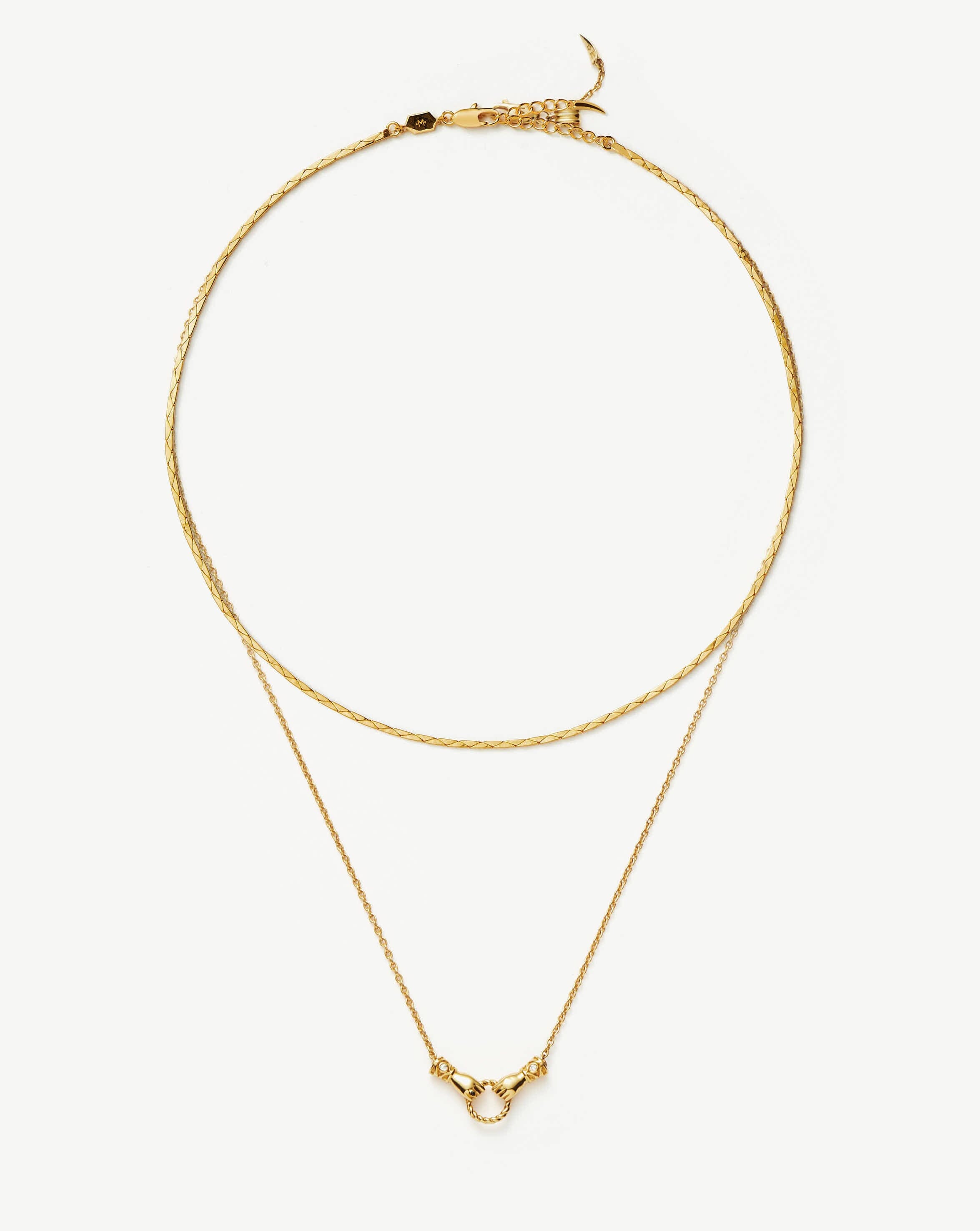 Harris Reed In Good Hands Chain Necklace Set - 18k Gold Plated Jewelry for Women, Dainty Layered Necklace Gift for Her | Perfect for Date Night, Parties & Special Occasions