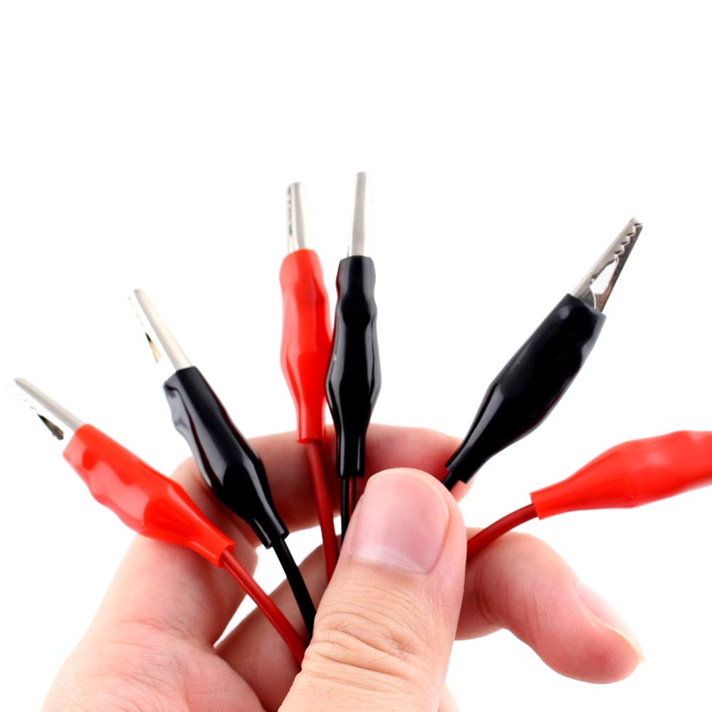 Eiechip Insulated Alligator Clips with Wires - 42 Inch Test Cable, Double-Ended Electrical Clips (Black & Red, 3 Groups) - Perfect for Circuit Testing, DIY Electronics, and Automotive Repairs