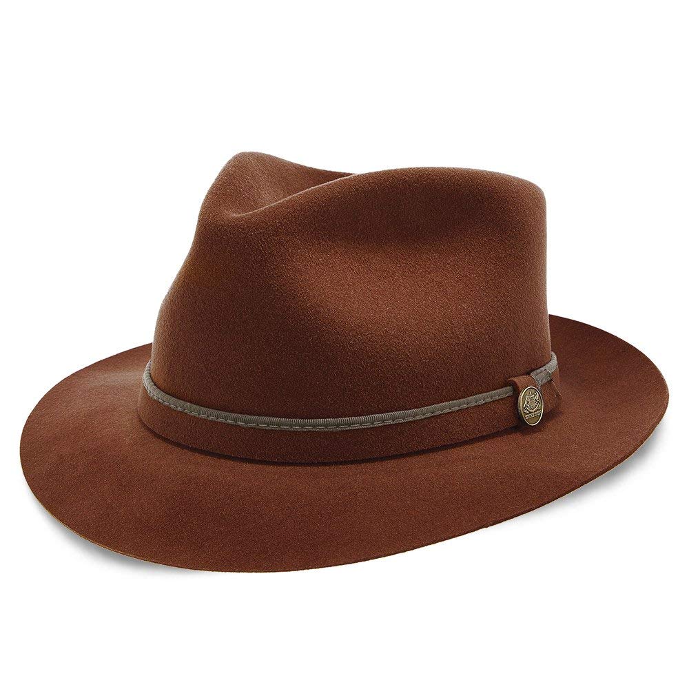 Stetson Belfast Cognac Fedora Hat for Men - Classic Wool Felt Dress Hat with Leather Band - Perfect for Weddings, Parties & Vintage Fashion