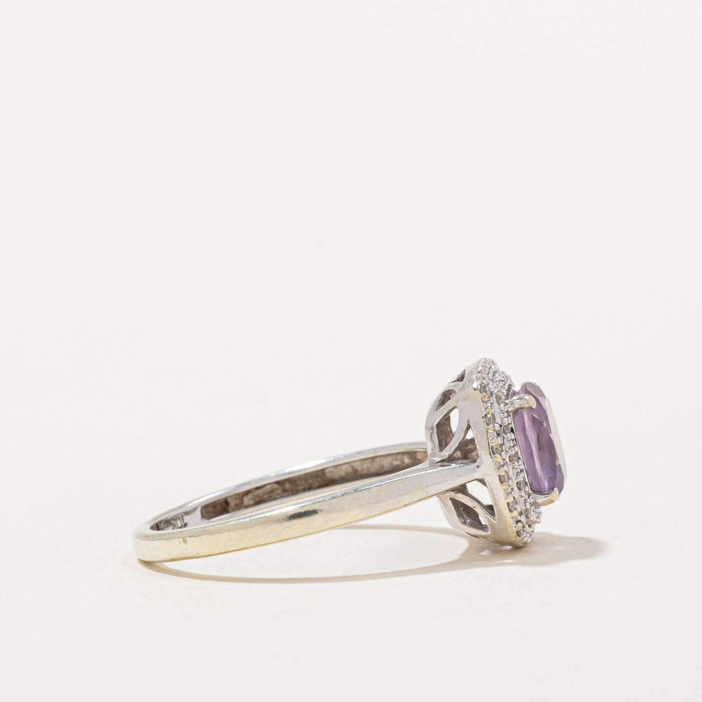 1.40ct Amethyst & 0.10ct Diamond Halo Ring - Size 7.25 | Elegant Purple Gemstone Engagement Ring for Women | Perfect for Valentine's Day, Anniversary & Special Occasions