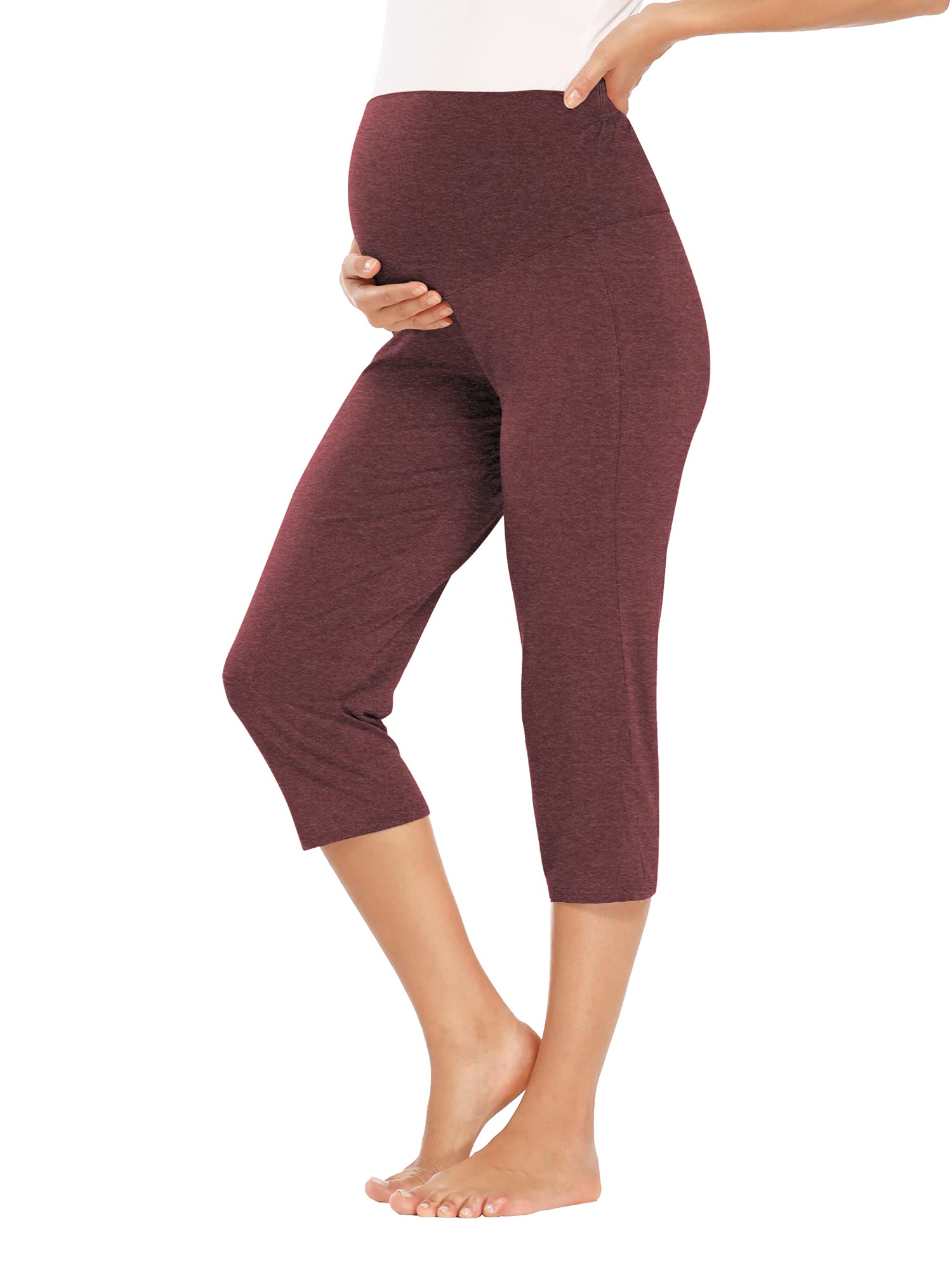 AMPOSH Women's Maternity Capri Pants - Stretchy Lounge Pants for Pregnancy, Comfortable Yoga & Sleep Shorts - Perfect for Maternity Wear, Relaxing at Home & Light Exercise
