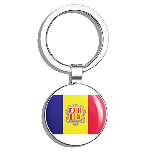 Double Sided Andorra Flag Stainless Steel Keychain - Durable Key Ring Holder with Carabiner Clip for Keys, Backpacks & Travel Accessories | Perfect Gift for Travel Enthusiasts & Flag Collectors