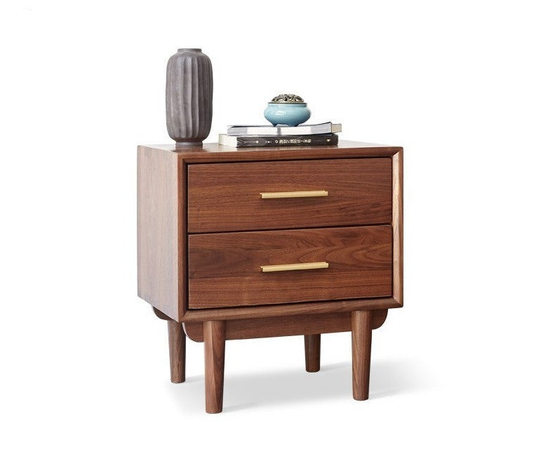 Solid Black Walnut Wood Nightstand - Bedside Table with Drawer for Bedroom Furniture, Modern Home Decor & Storage Solution