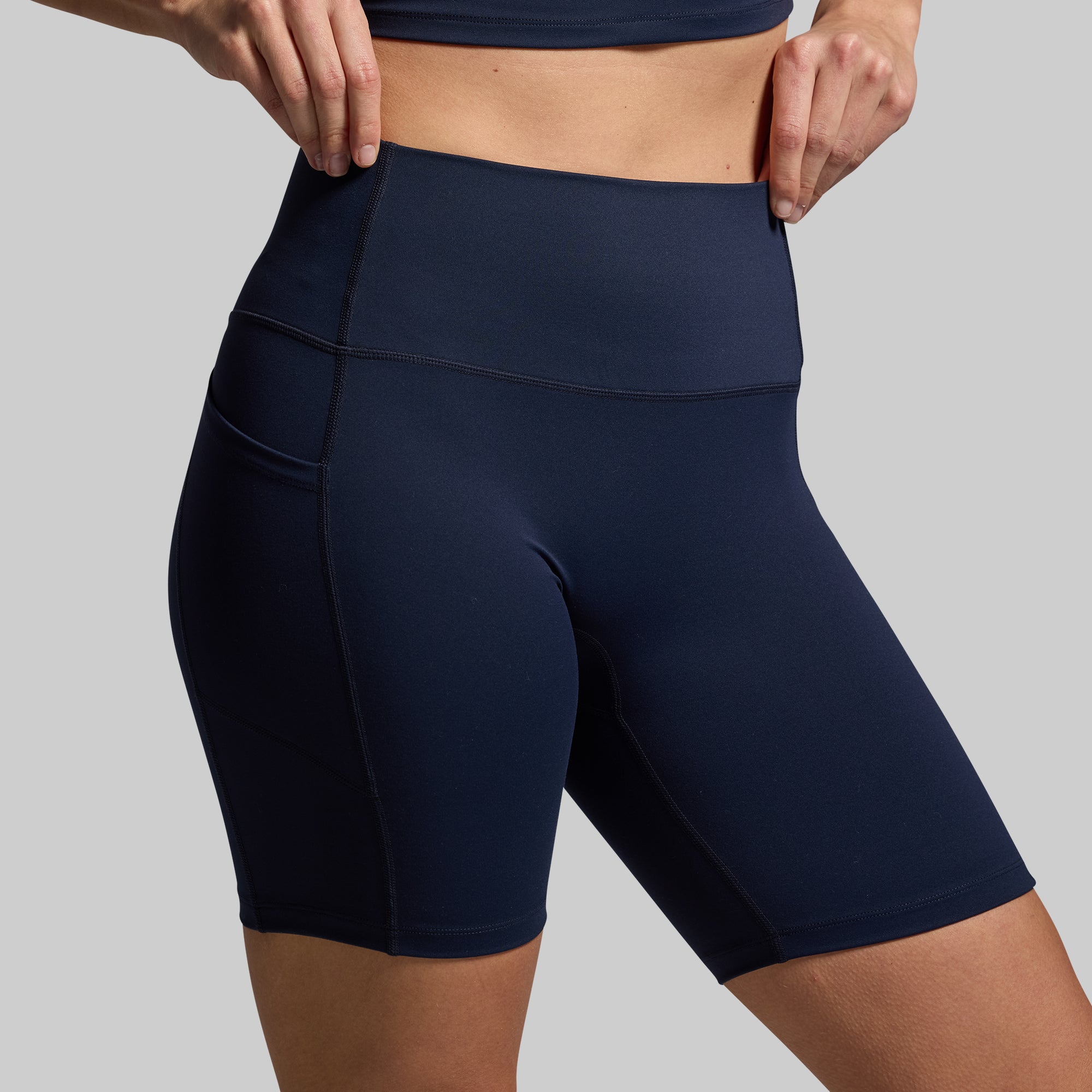 Tempo Biker Short Set (BP Navy) - High Waist Workout Shorts for Women | Yoga, Cycling & Gym | Moisture-Wicking & Breathable Activewear